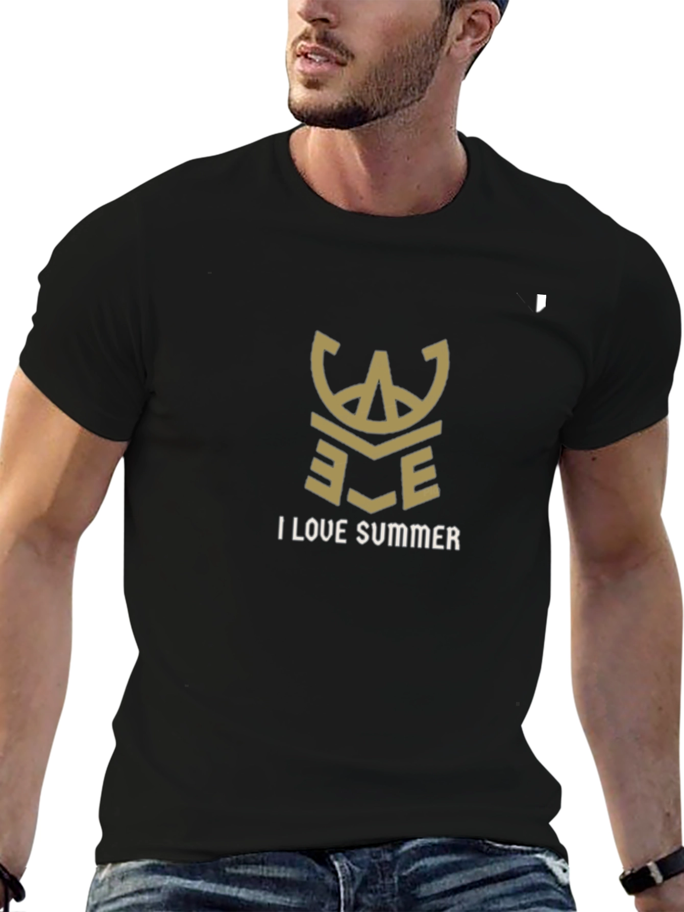 I Love Summer Graphic Tee - Black Cotton T-Shirt