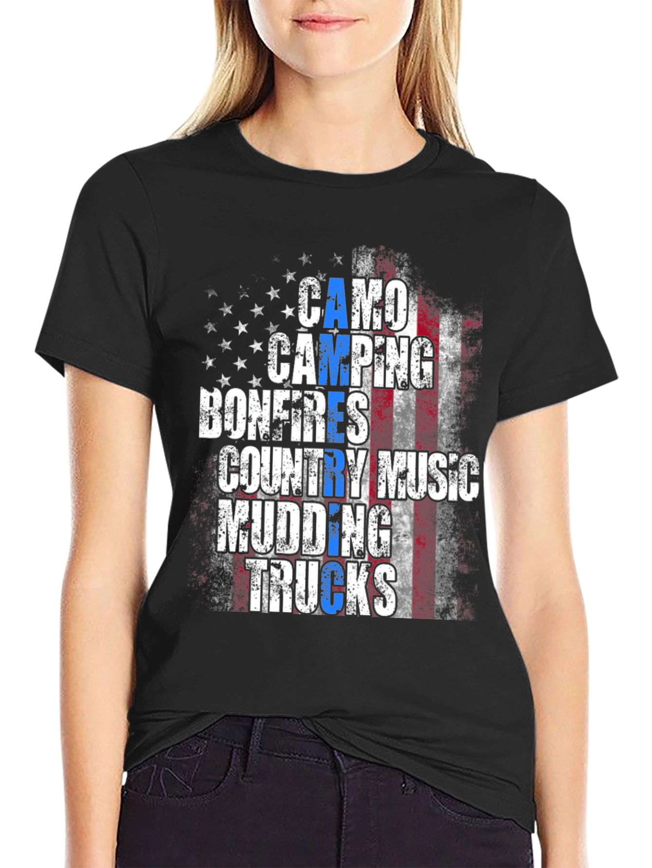 Camo Camping Bonfires Graphic Tee