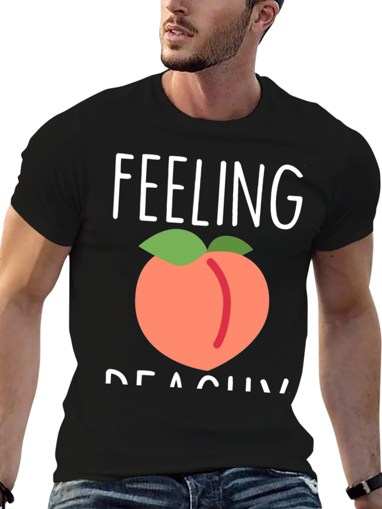 Feeling Peachy Graphic Tee - Casual Black T-Shirt