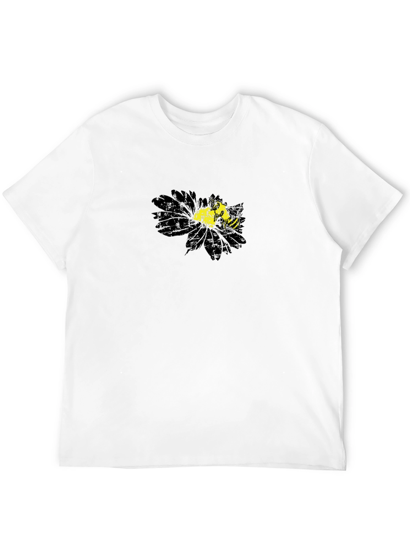 Black T-Shirt with Floral Bee Graphic