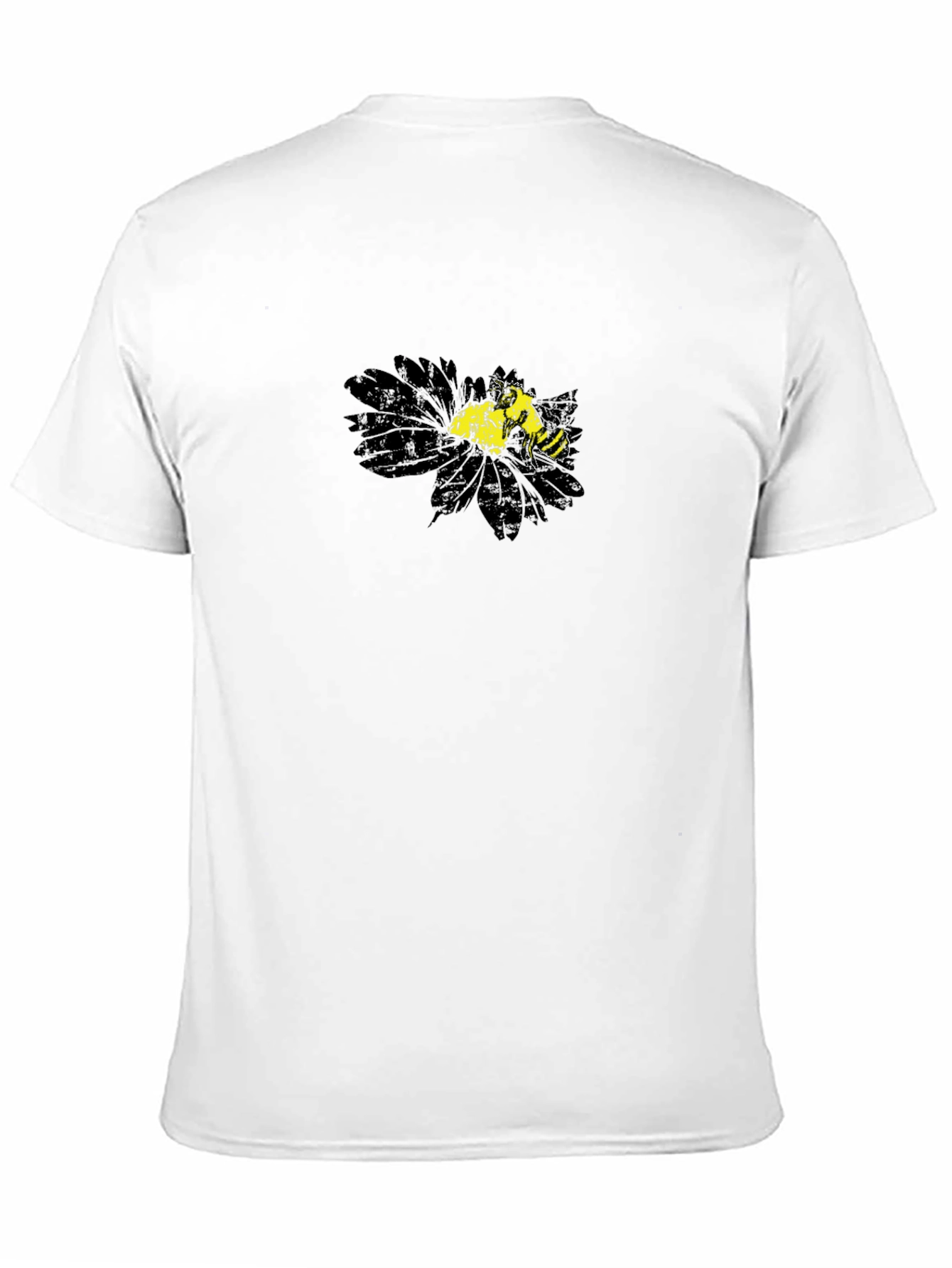 Black T-Shirt with Floral Bee Graphic