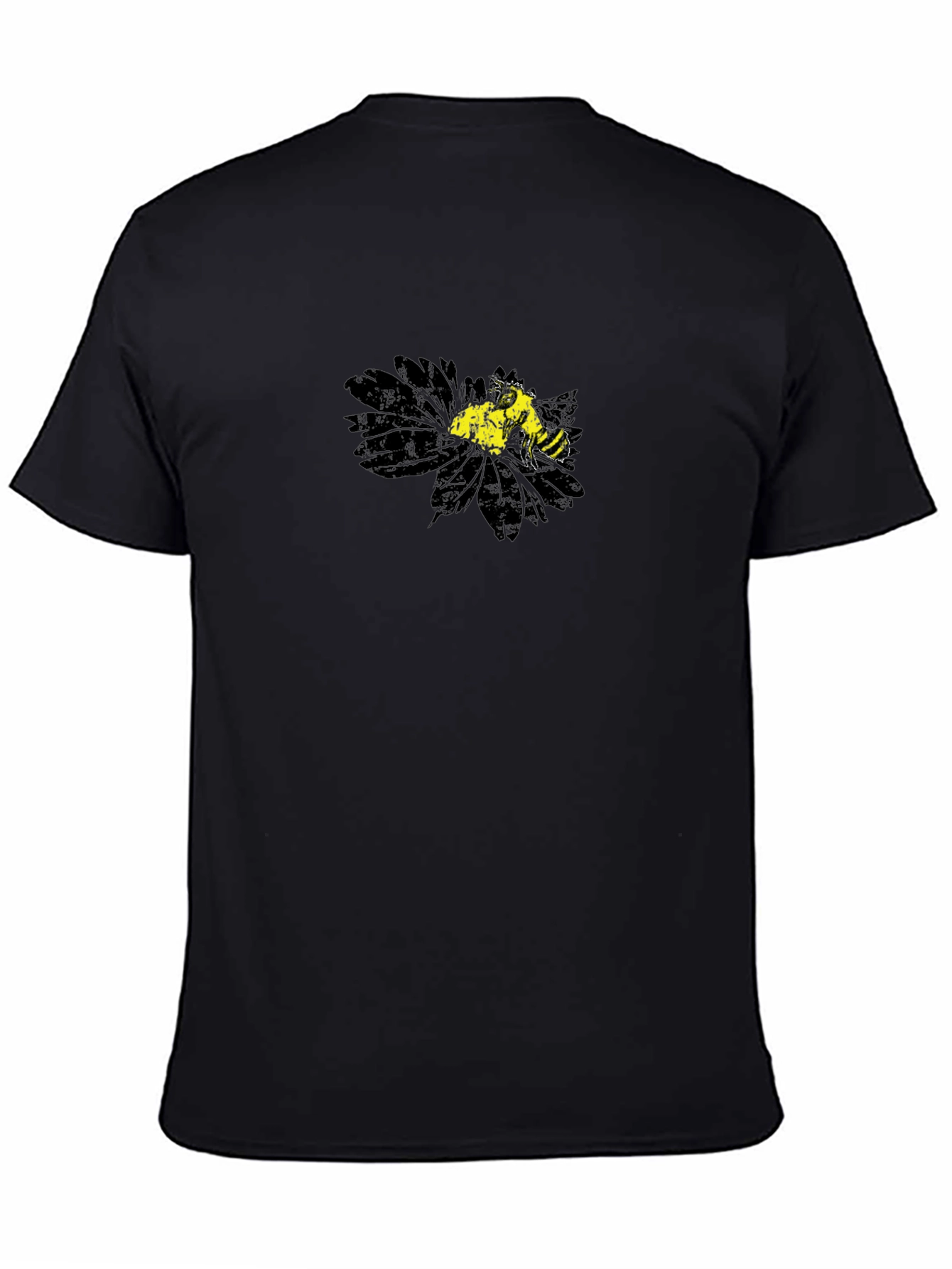 Black T-Shirt with Floral Bee Graphic