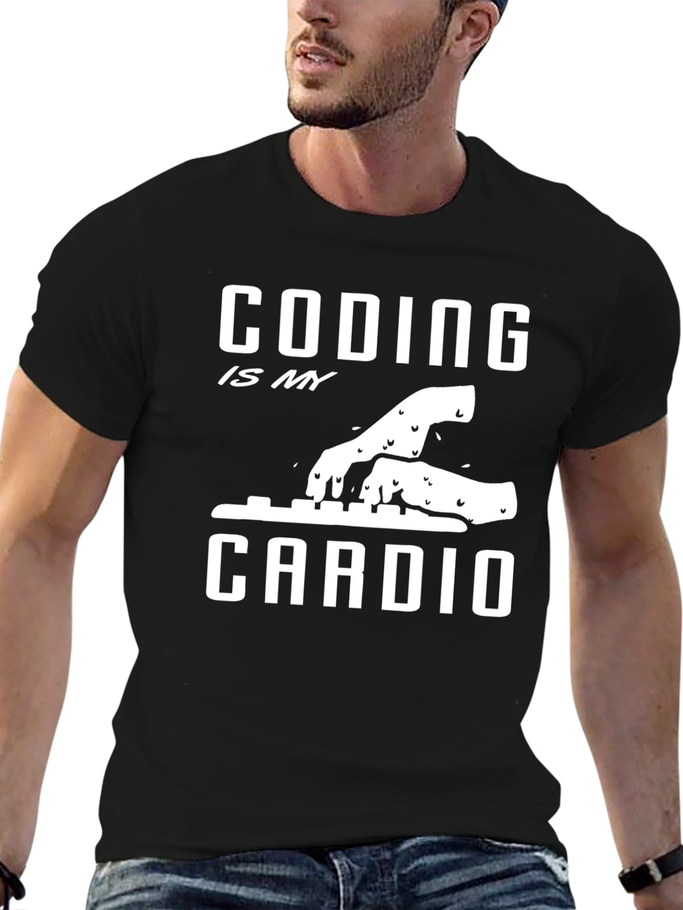 Coding is My Cardio Black T-Shirt