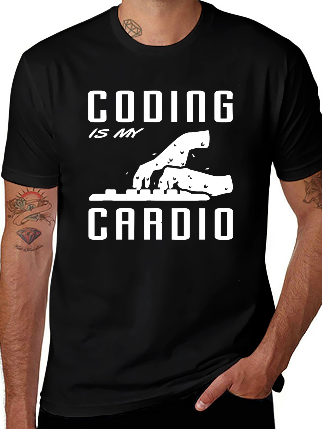 Coding is My Cardio Black T-Shirt