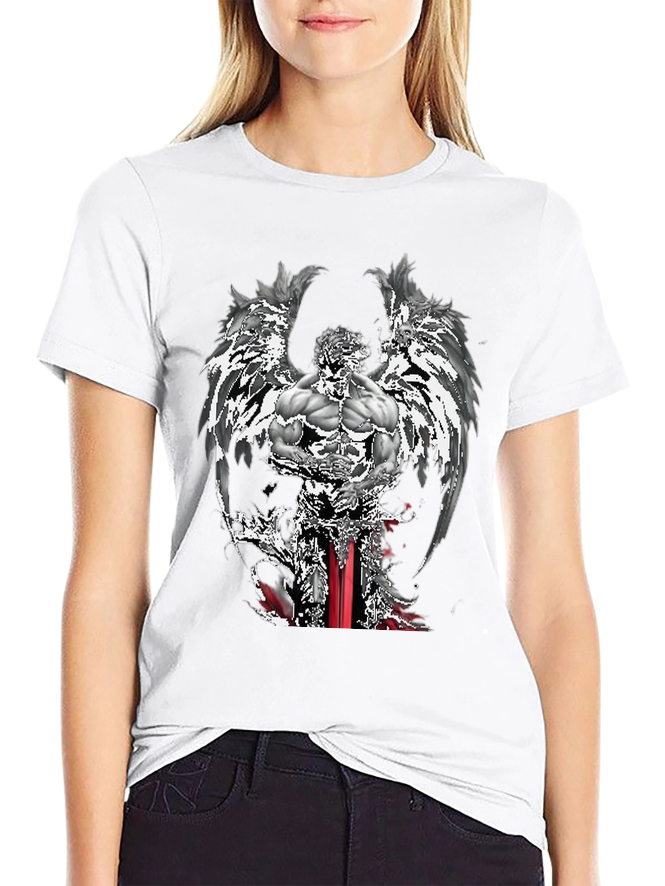 Angel Warrior Graphic Tee - Mens Black T-Shirt