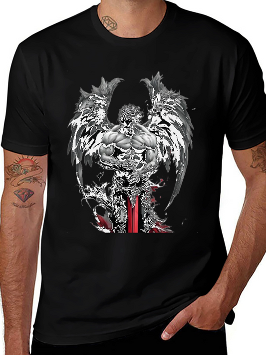 Angel Warrior Graphic Tee - Mens Black T-Shirt