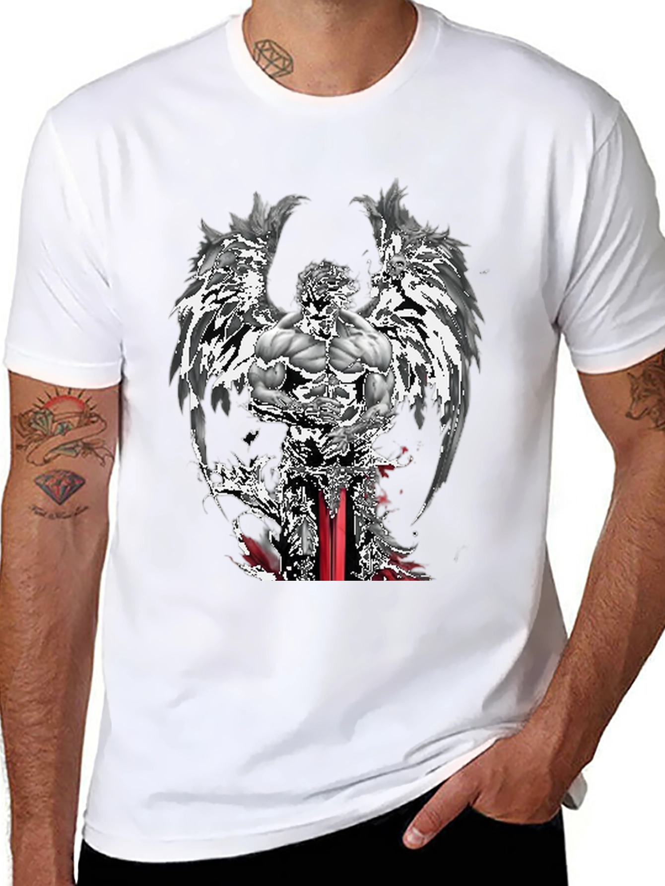Angel Warrior Graphic Tee - Mens Black T-Shirt