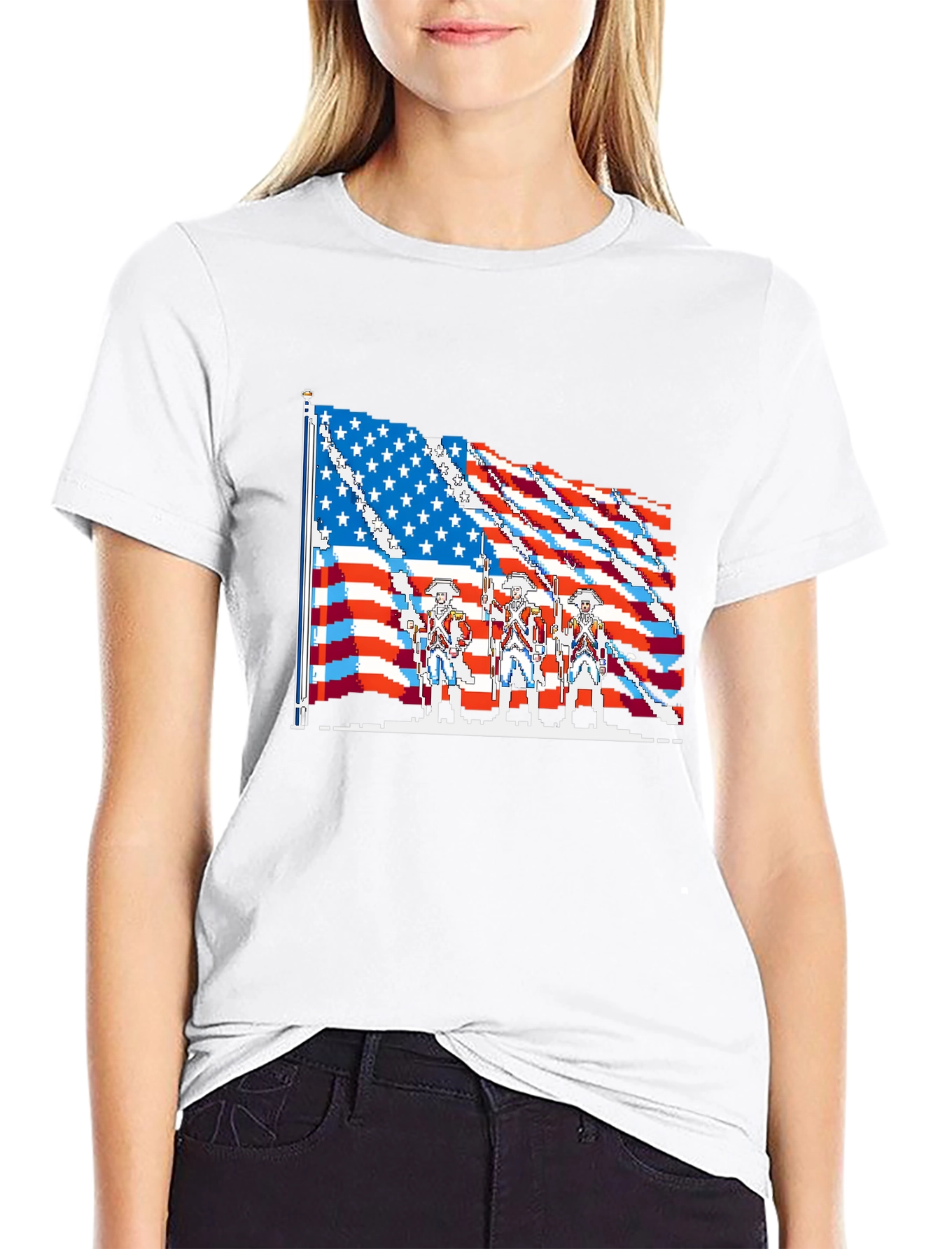 American Flag Pixel Art T-Shirt