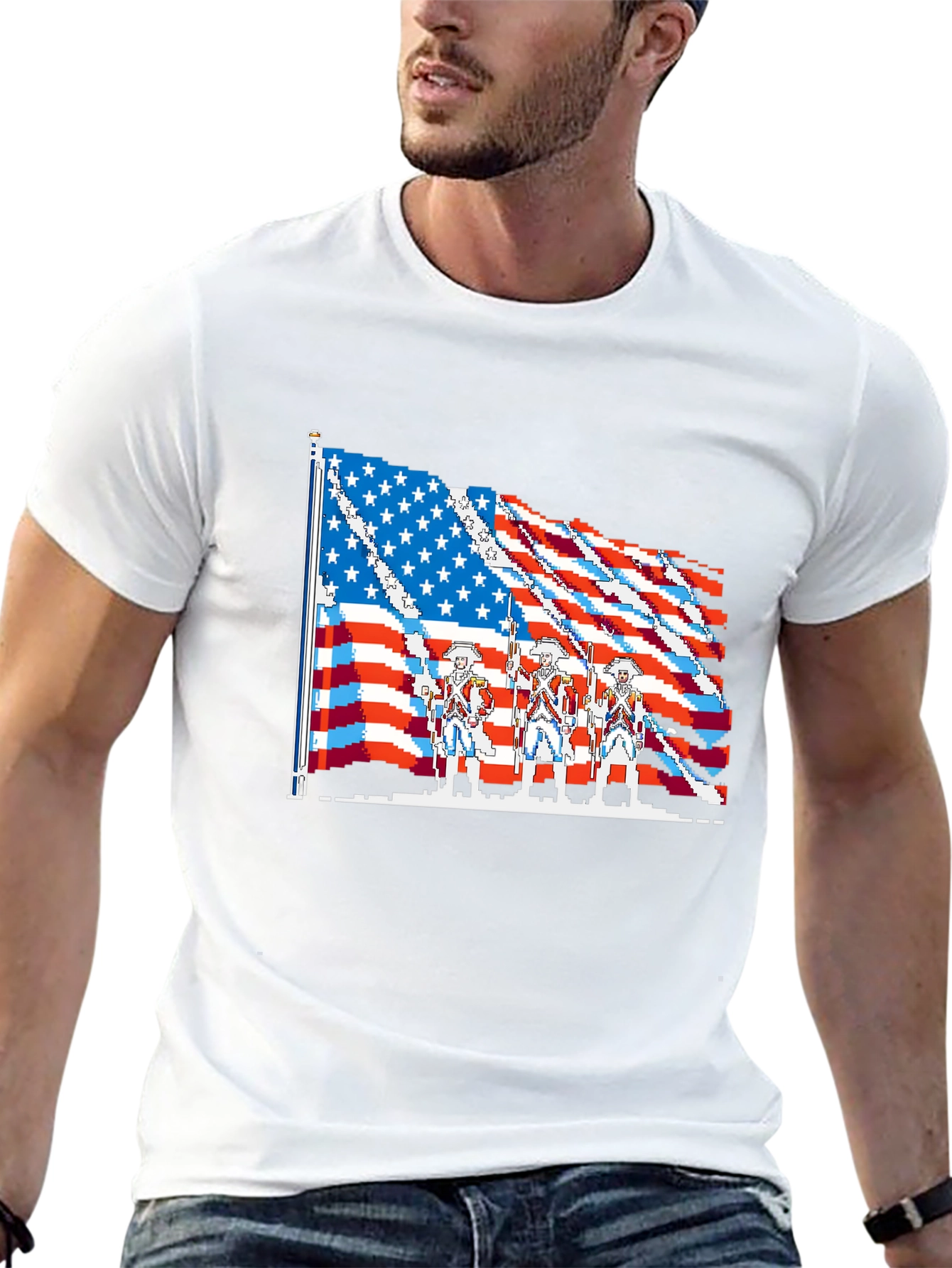 American Flag Pixel Art T-Shirt