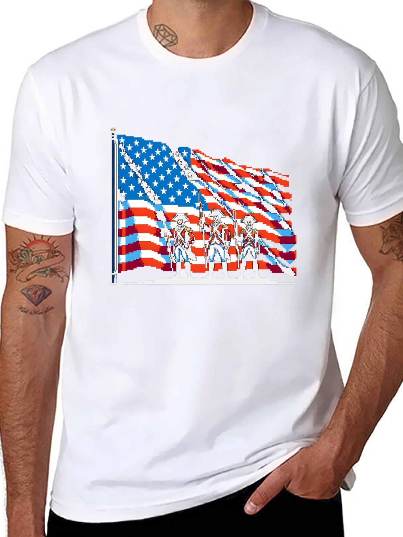 American Flag Pixel Art T-Shirt