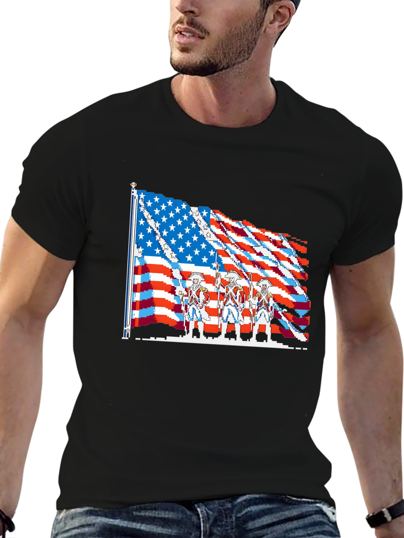American Flag Pixel Art T-Shirt
