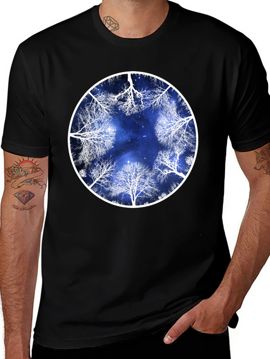 Celestial Tree Circle Graphic Tee - Black