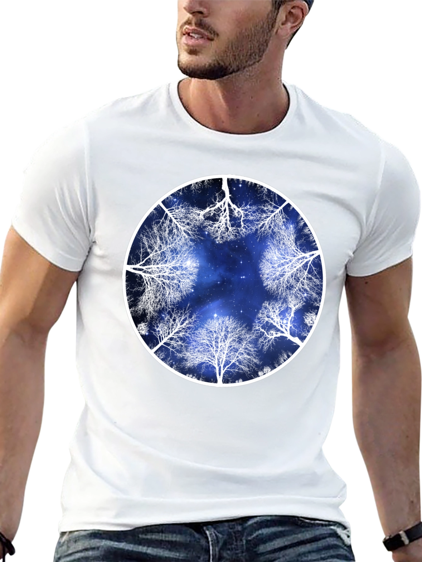 Celestial Tree Circle Graphic Tee - Black