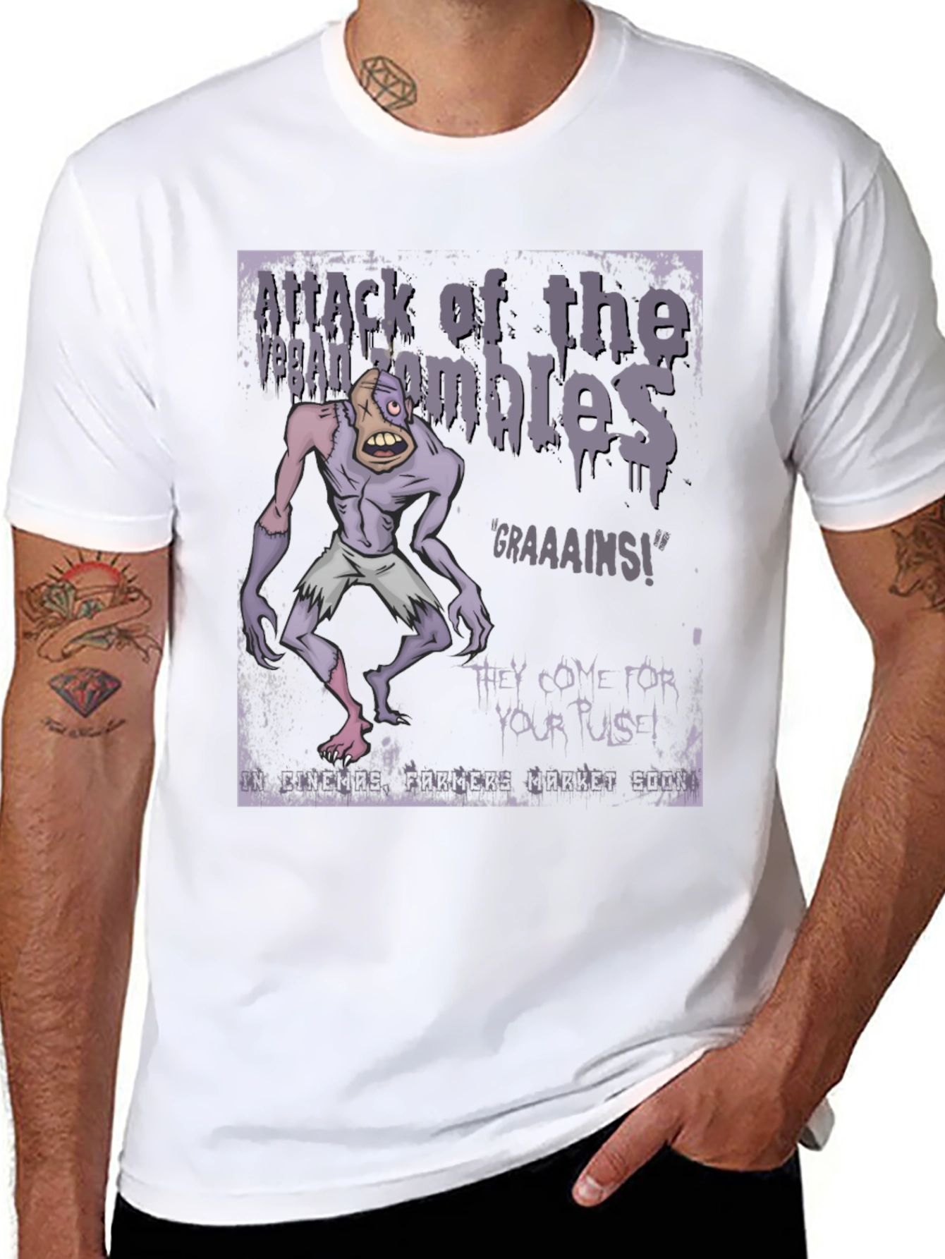 Vegan Zombie T-Shirt: Graaaains!