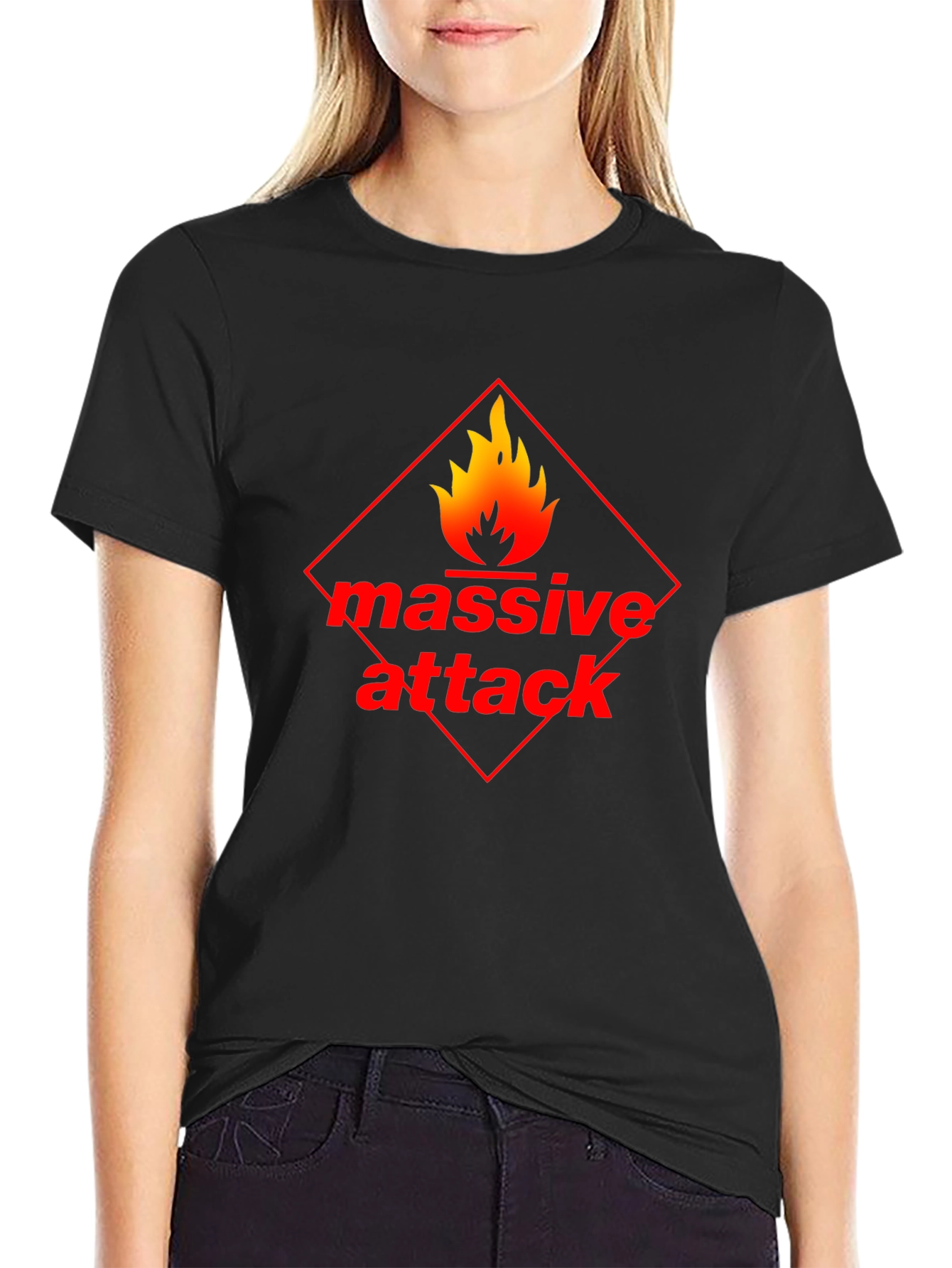 Massive Attack Flame Graphic Black T-Shirt