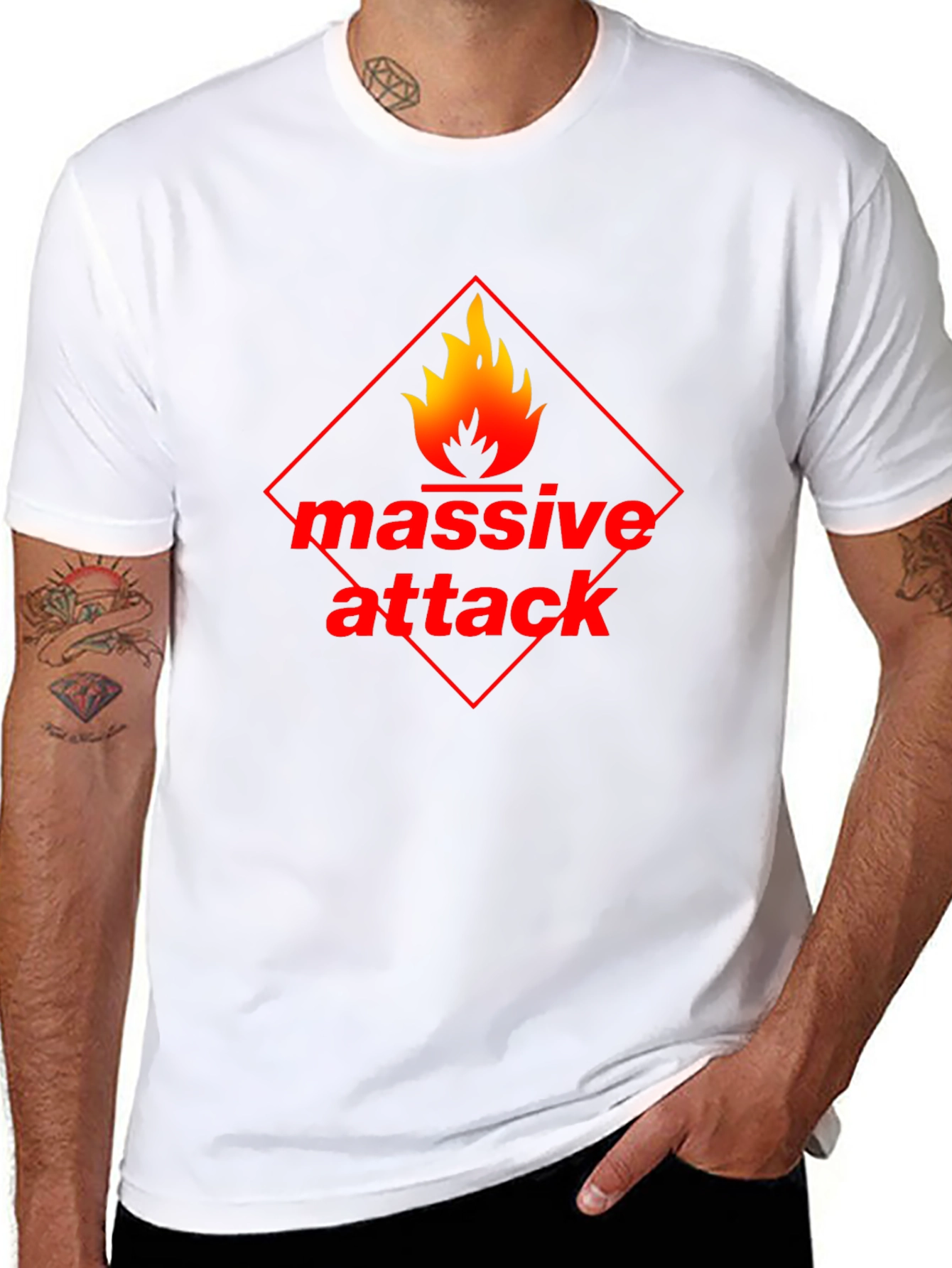 Massive Attack Flame Graphic Black T-Shirt