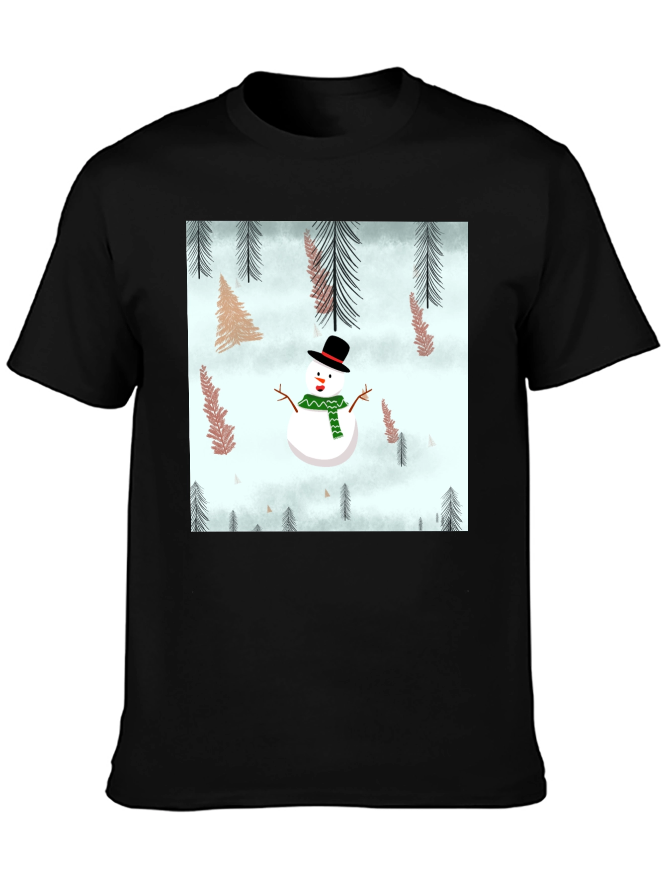 Snowman Forest Graphic Tee - Festive Holiday Shirt
