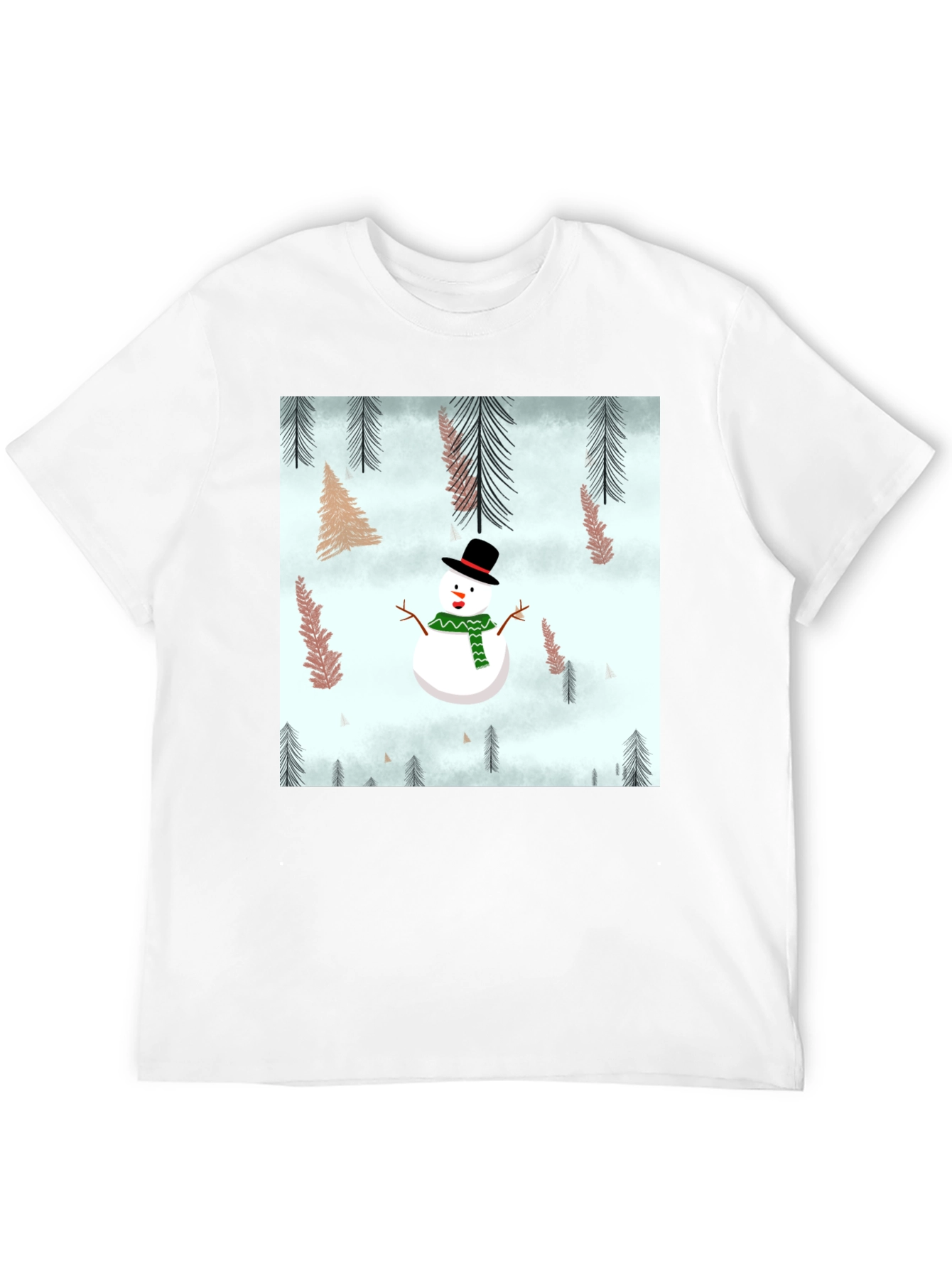Snowman Forest Graphic Tee - Festive Holiday Shirt