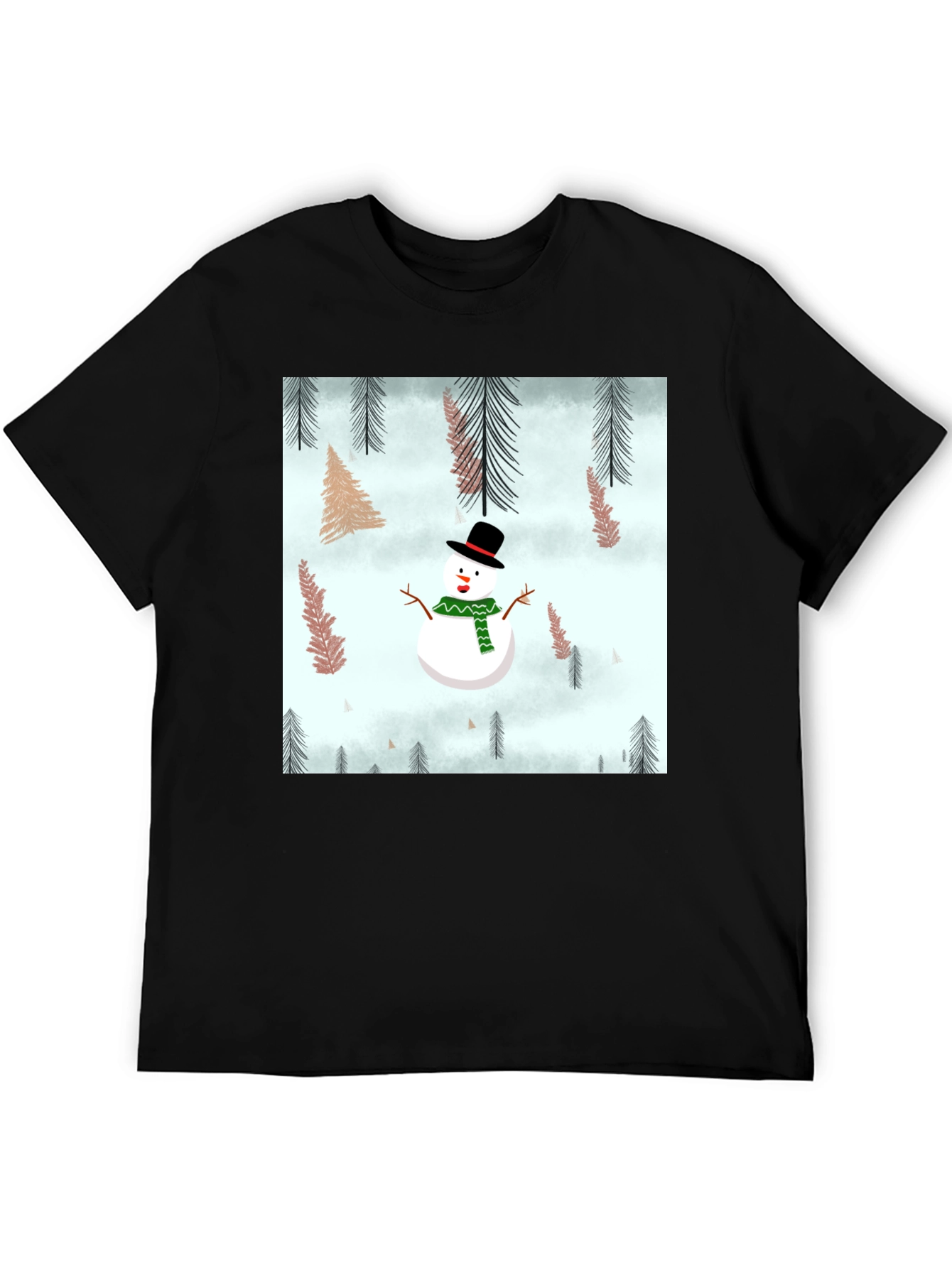 Snowman Forest Graphic Tee - Festive Holiday Shirt