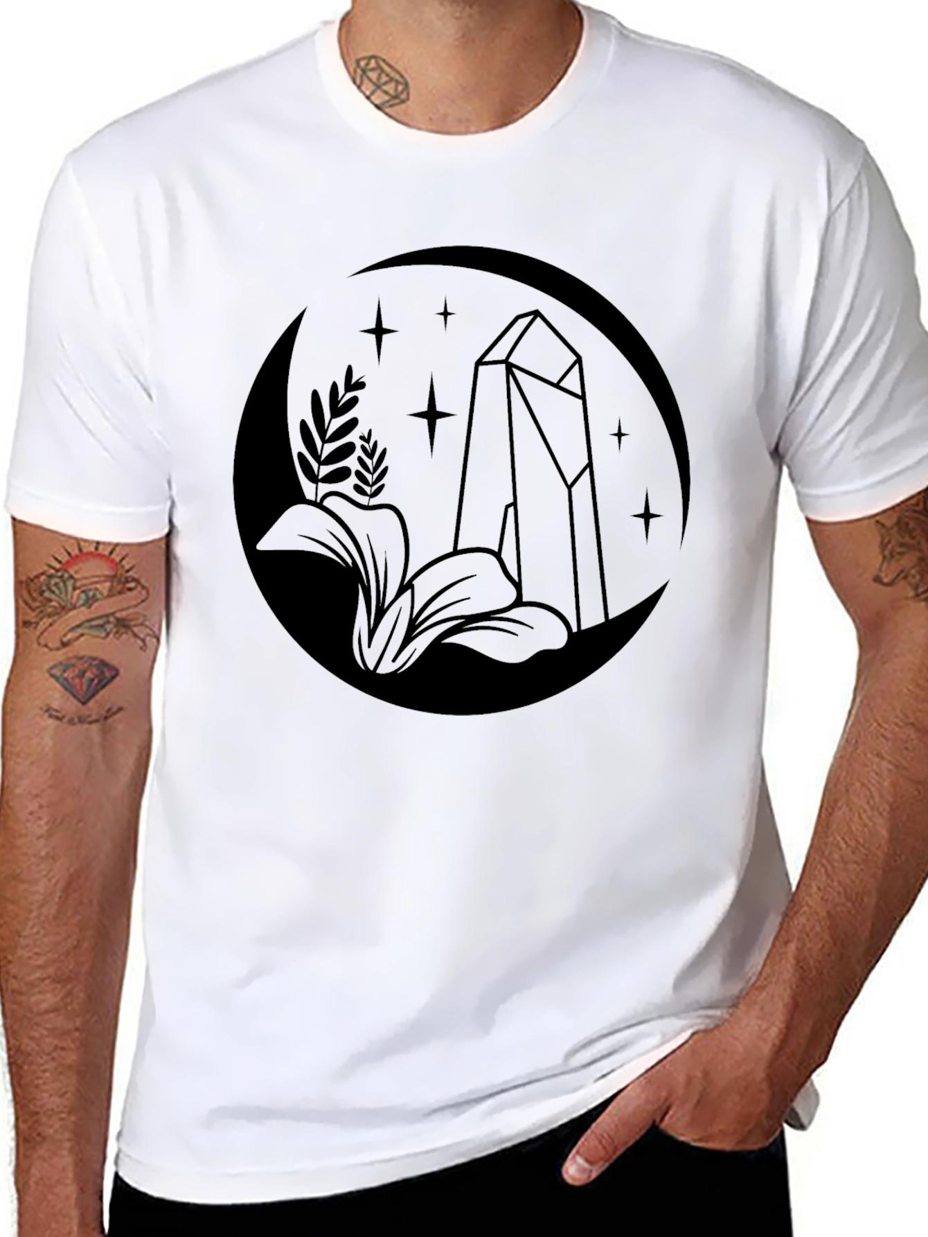 Mystic Moon Crystal Graphic Tee - Black