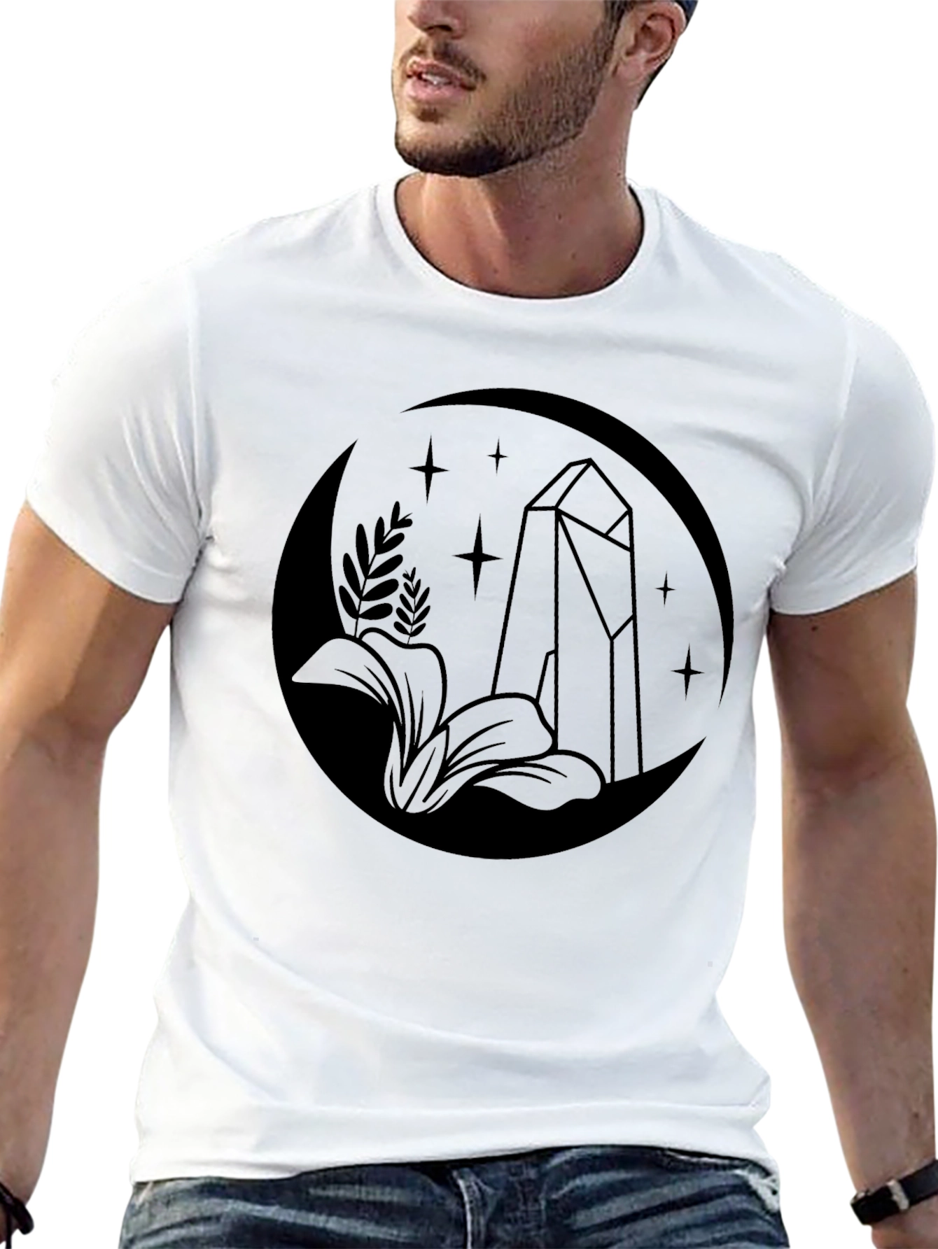 Mystic Moon Crystal Graphic Tee - Black