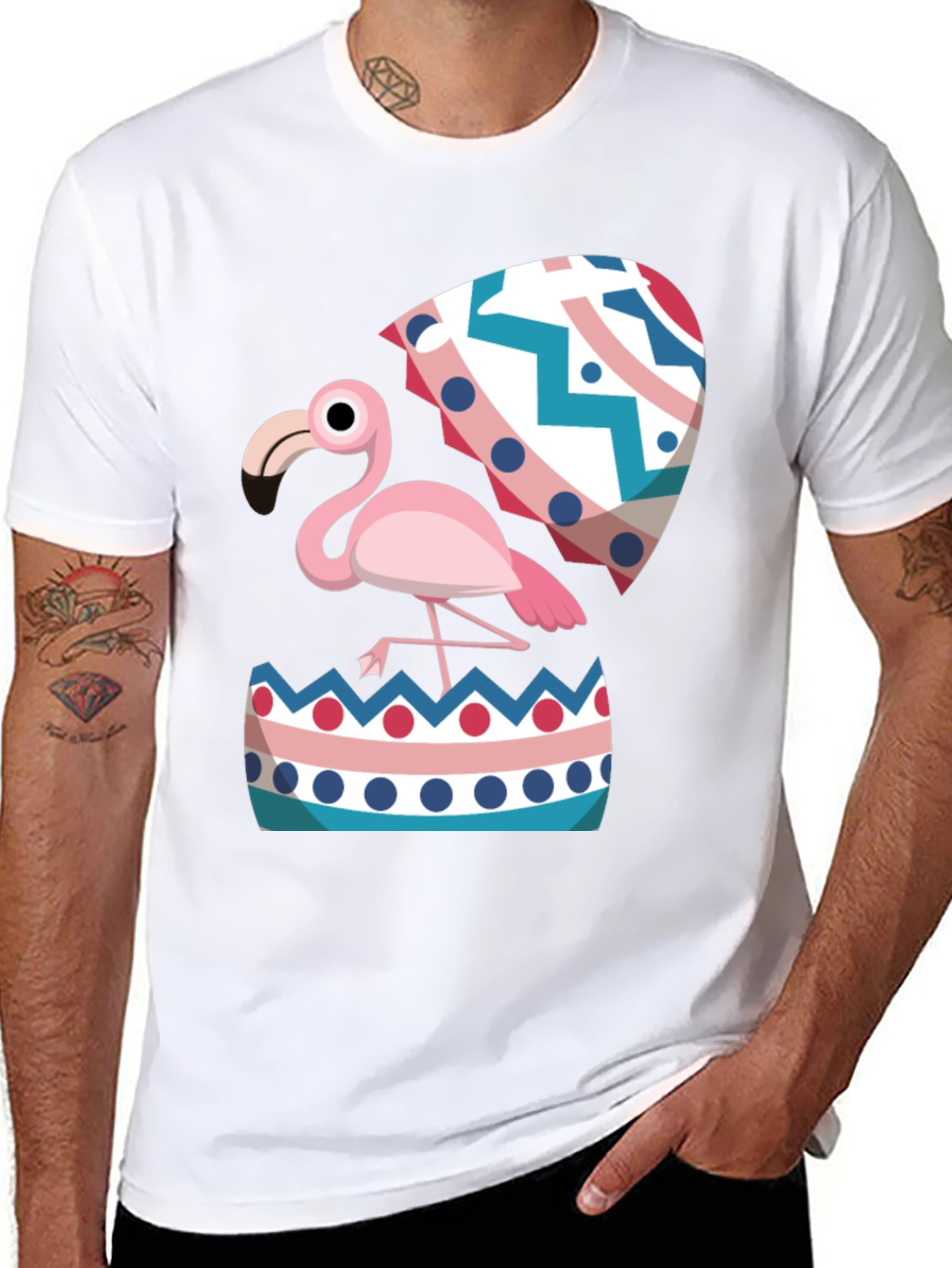 Flamingo Hatching Easter Egg Graphic Tee