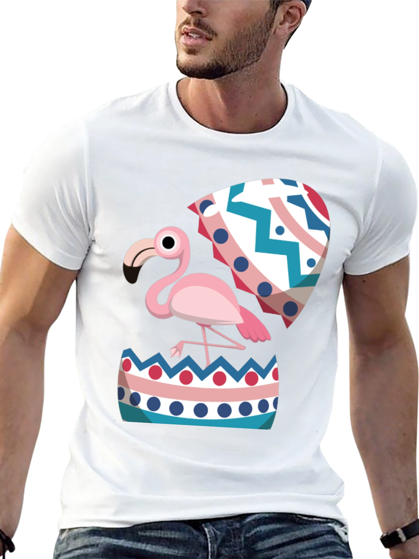 Flamingo Hatching Easter Egg Graphic Tee