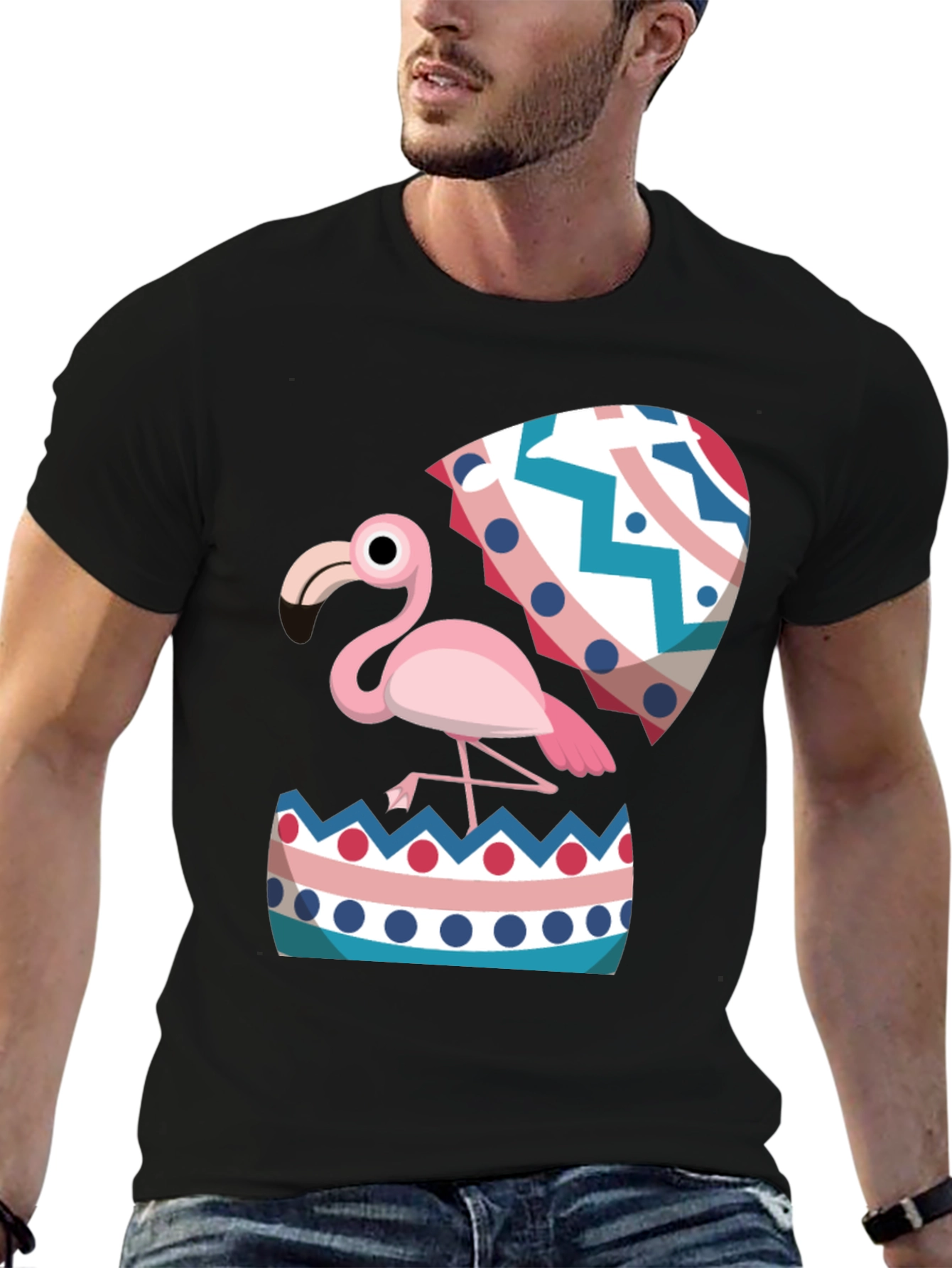 Flamingo Hatching Easter Egg Graphic Tee