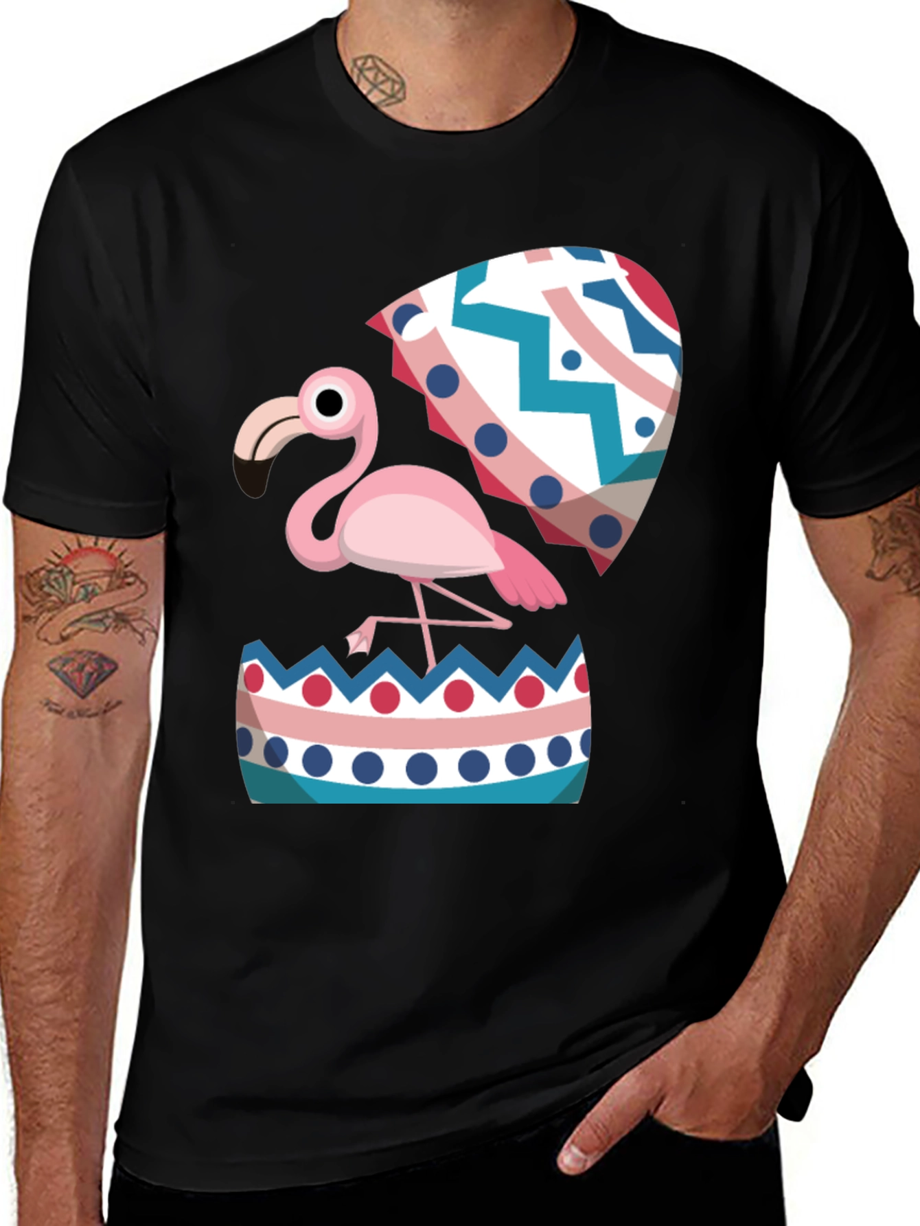 Flamingo Hatching Easter Egg Graphic Tee
