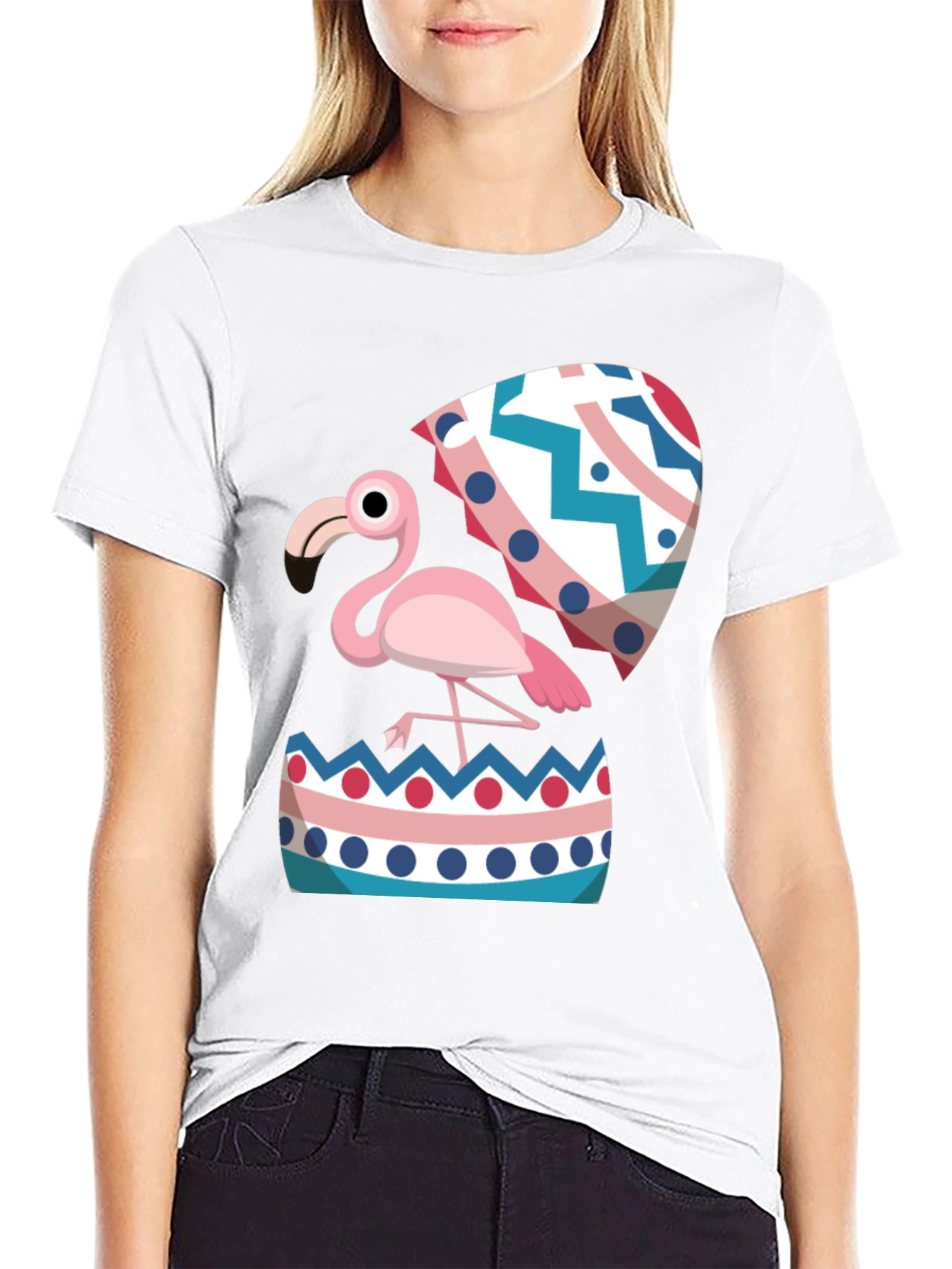 Flamingo Hatching Easter Egg Graphic Tee