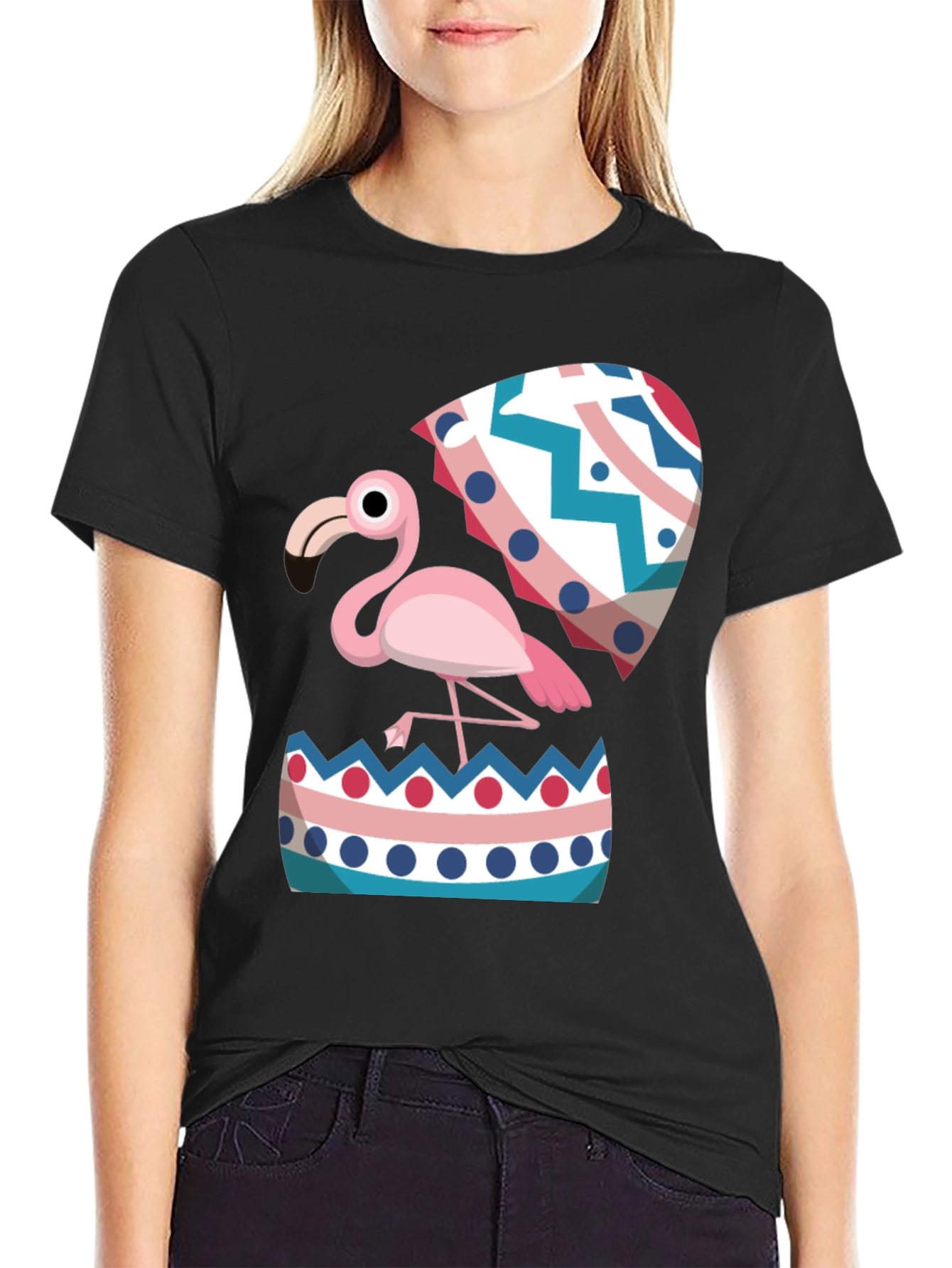 Flamingo Hatching Easter Egg Graphic Tee