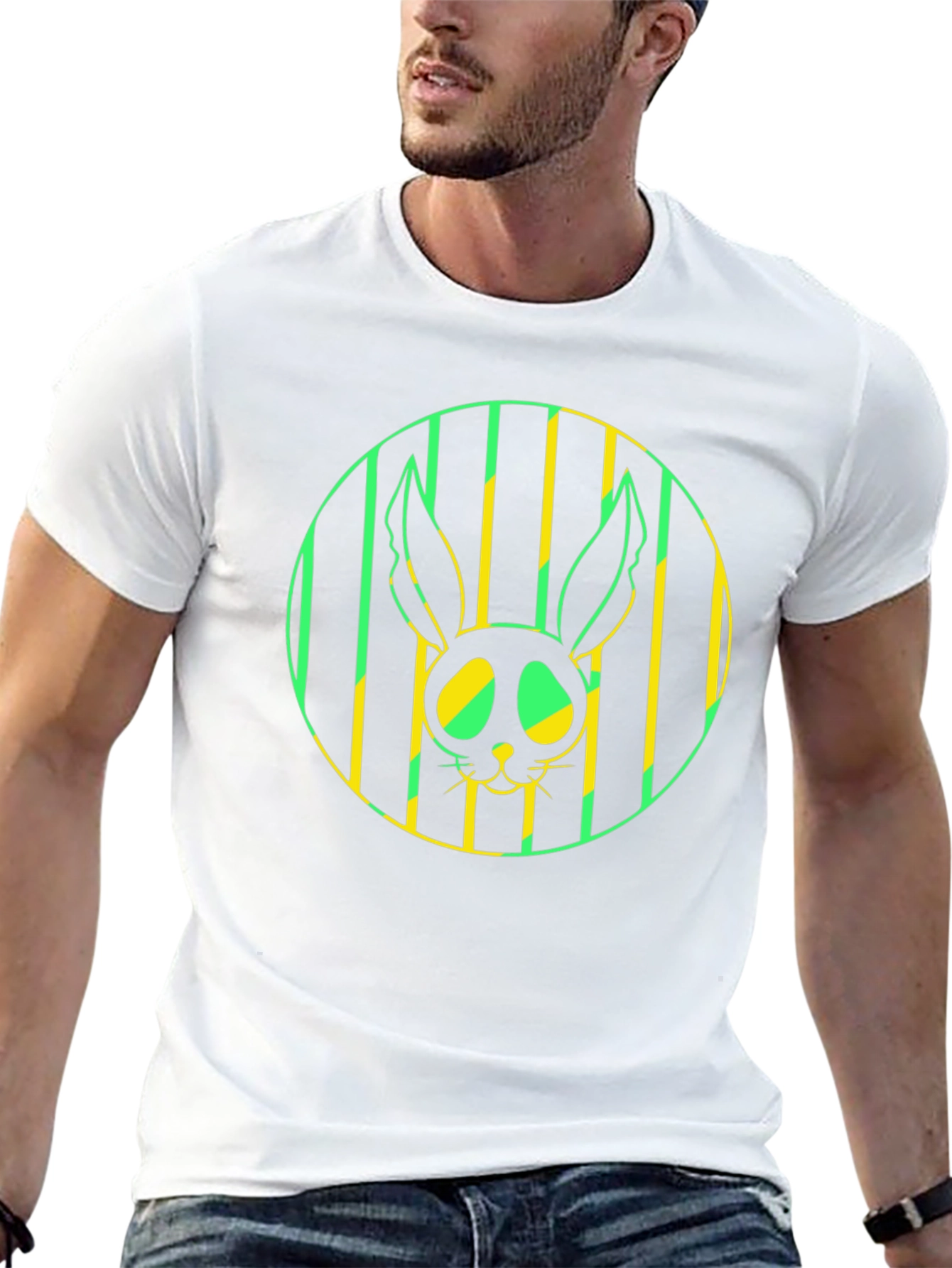 Rabbit Graphic Tee - Stylish Mens Black T-Shirt