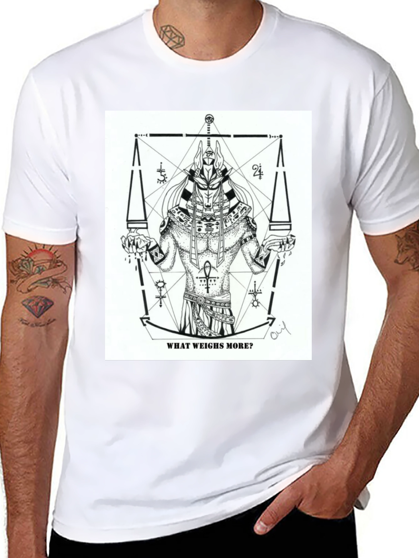 Anubis What Weighs More Graphic Tee