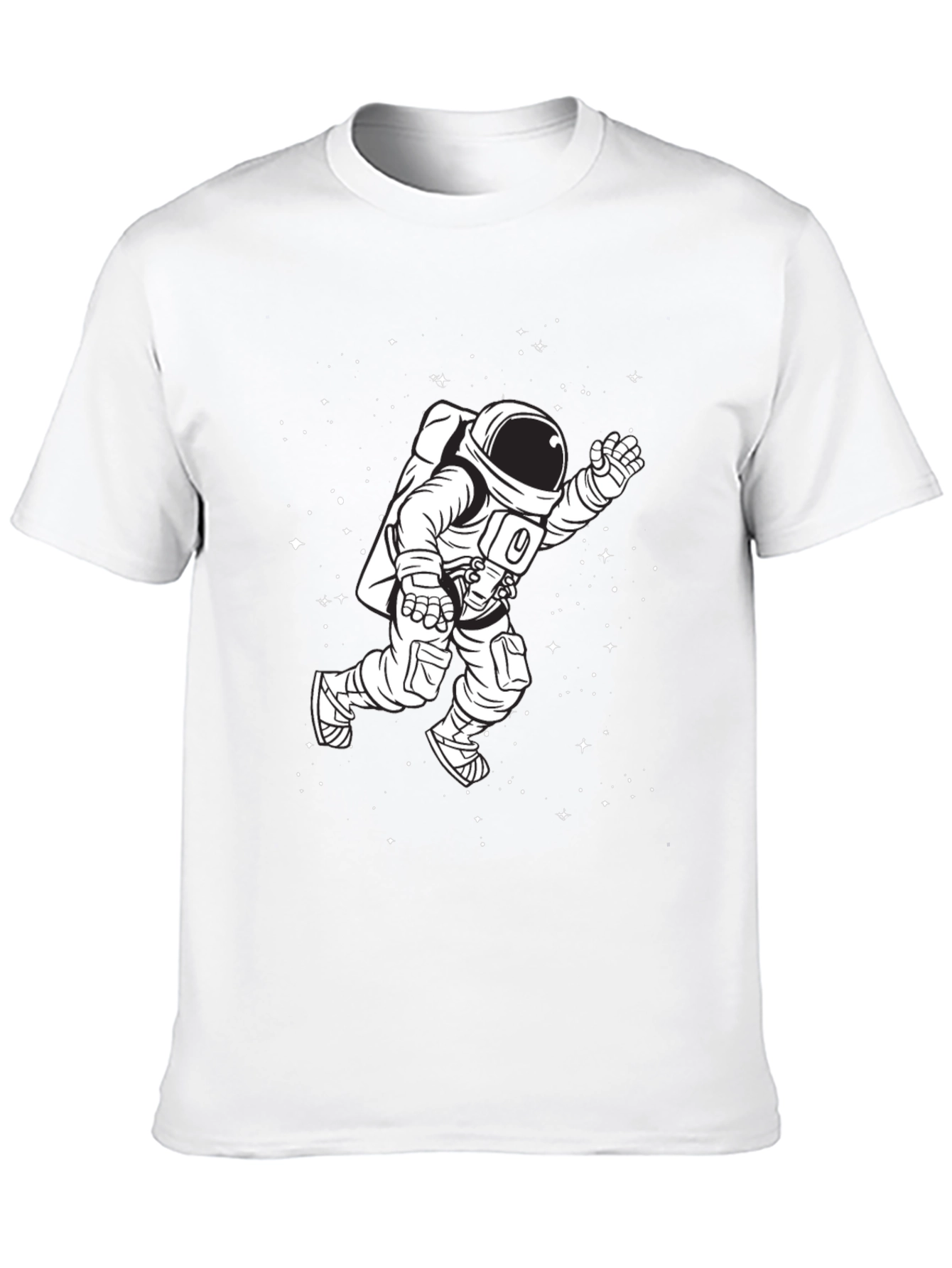 Astronaut in Space Graphic Tee - Black Cotton T-Shirt