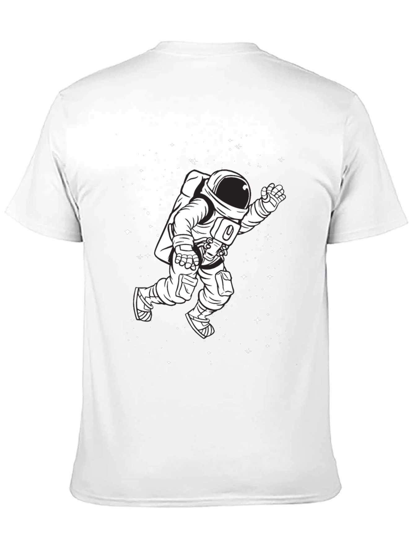 Astronaut in Space Graphic Tee - Black Cotton T-Shirt