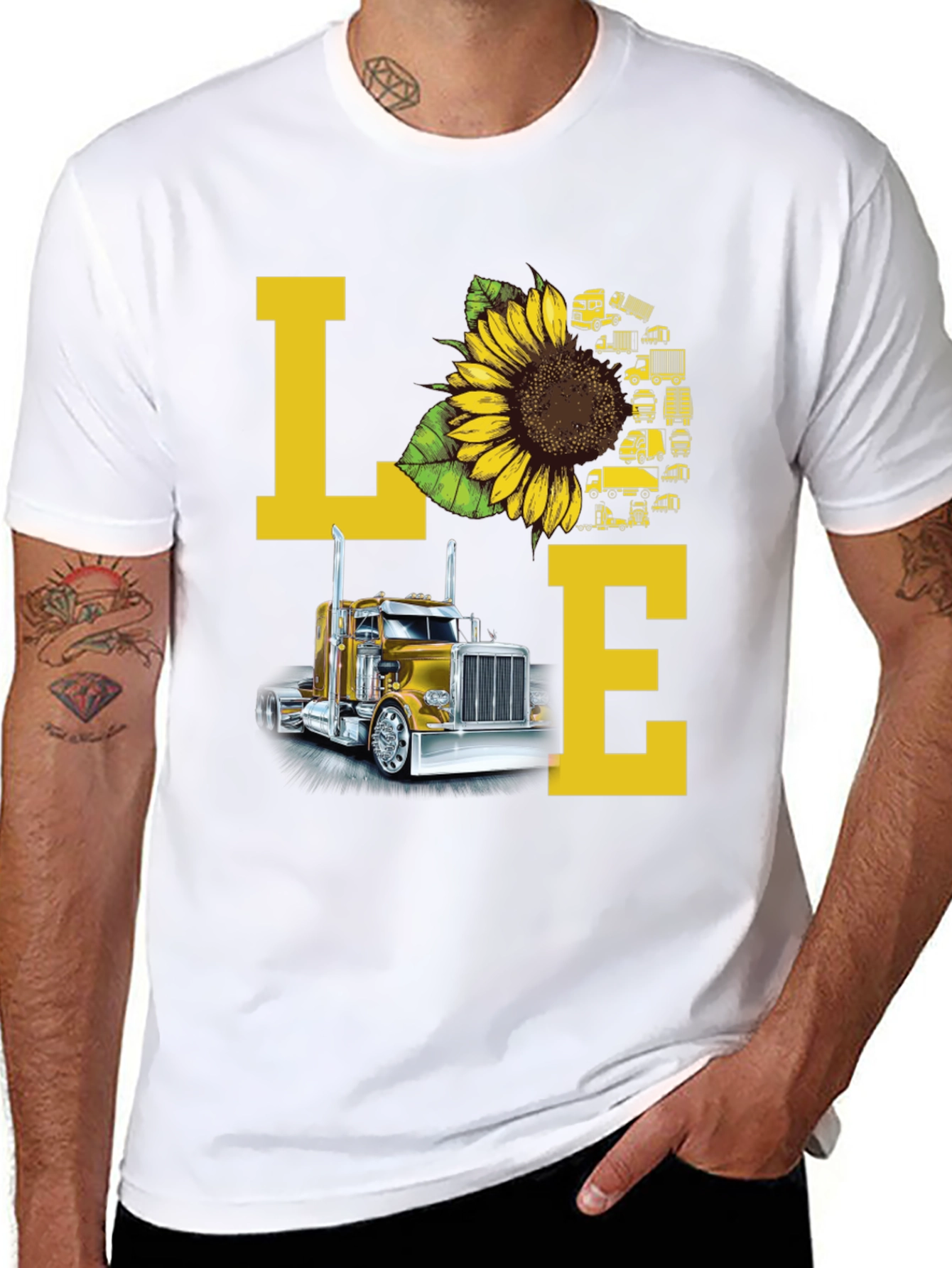 Love Trucker T-Shirt - Sunflower Truck Design