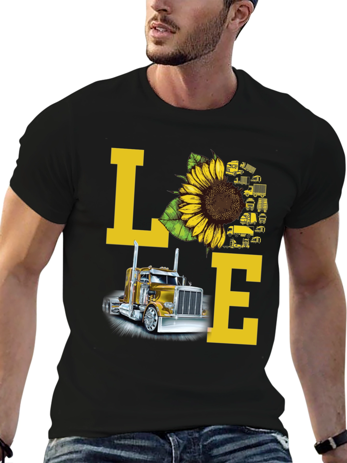 Love Trucker T-Shirt - Sunflower Truck Design