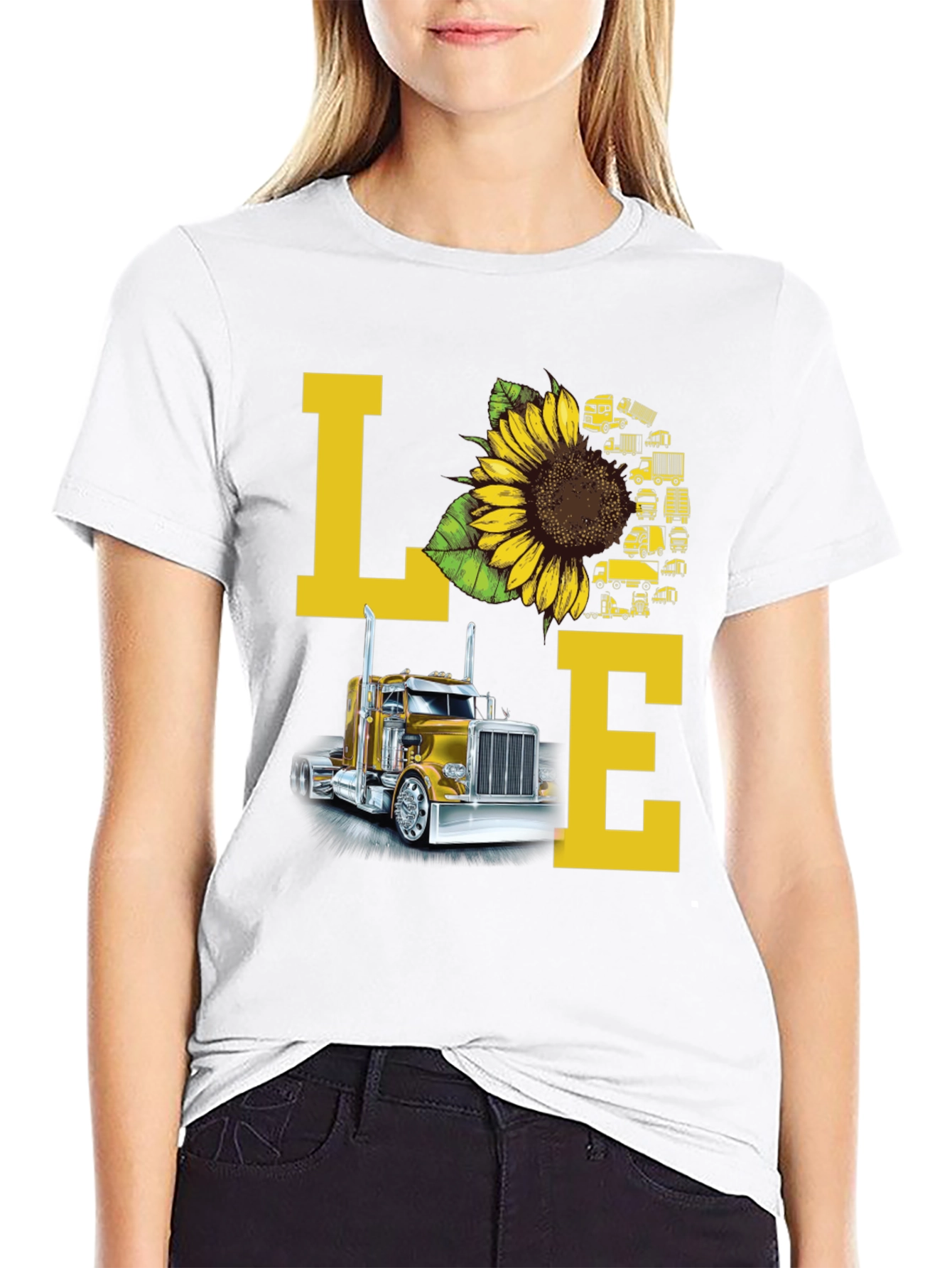 Love Trucker T-Shirt - Sunflower Truck Design