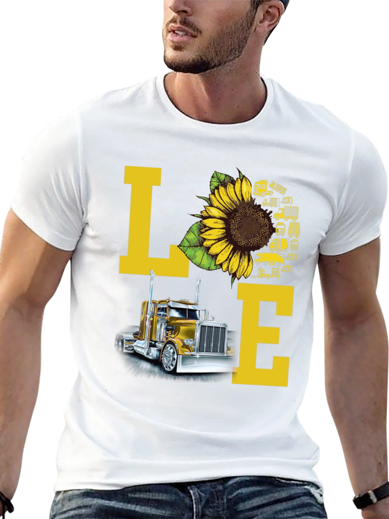 Love Trucker T-Shirt - Sunflower Truck Design