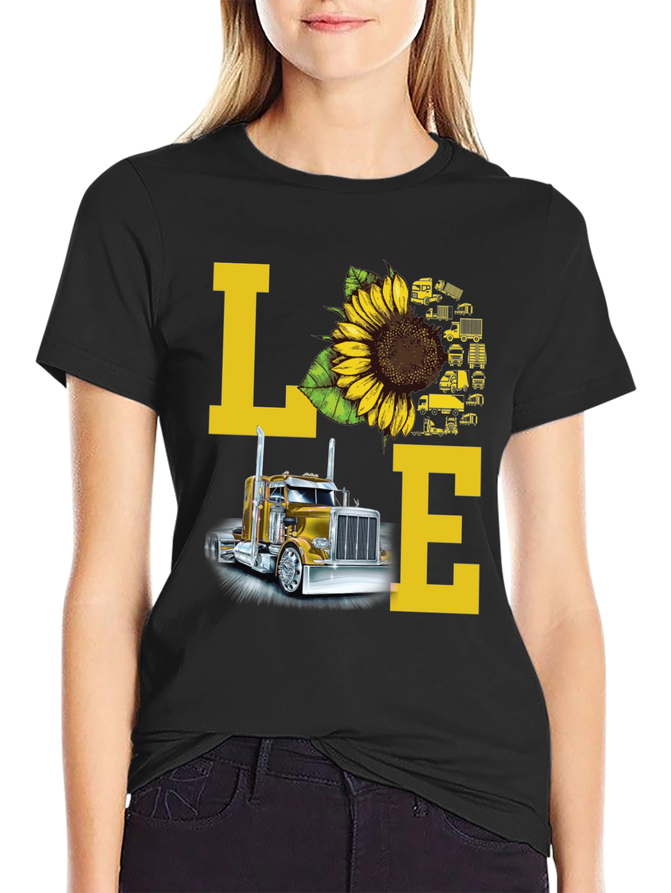 Love Trucker T-Shirt - Sunflower Truck Design