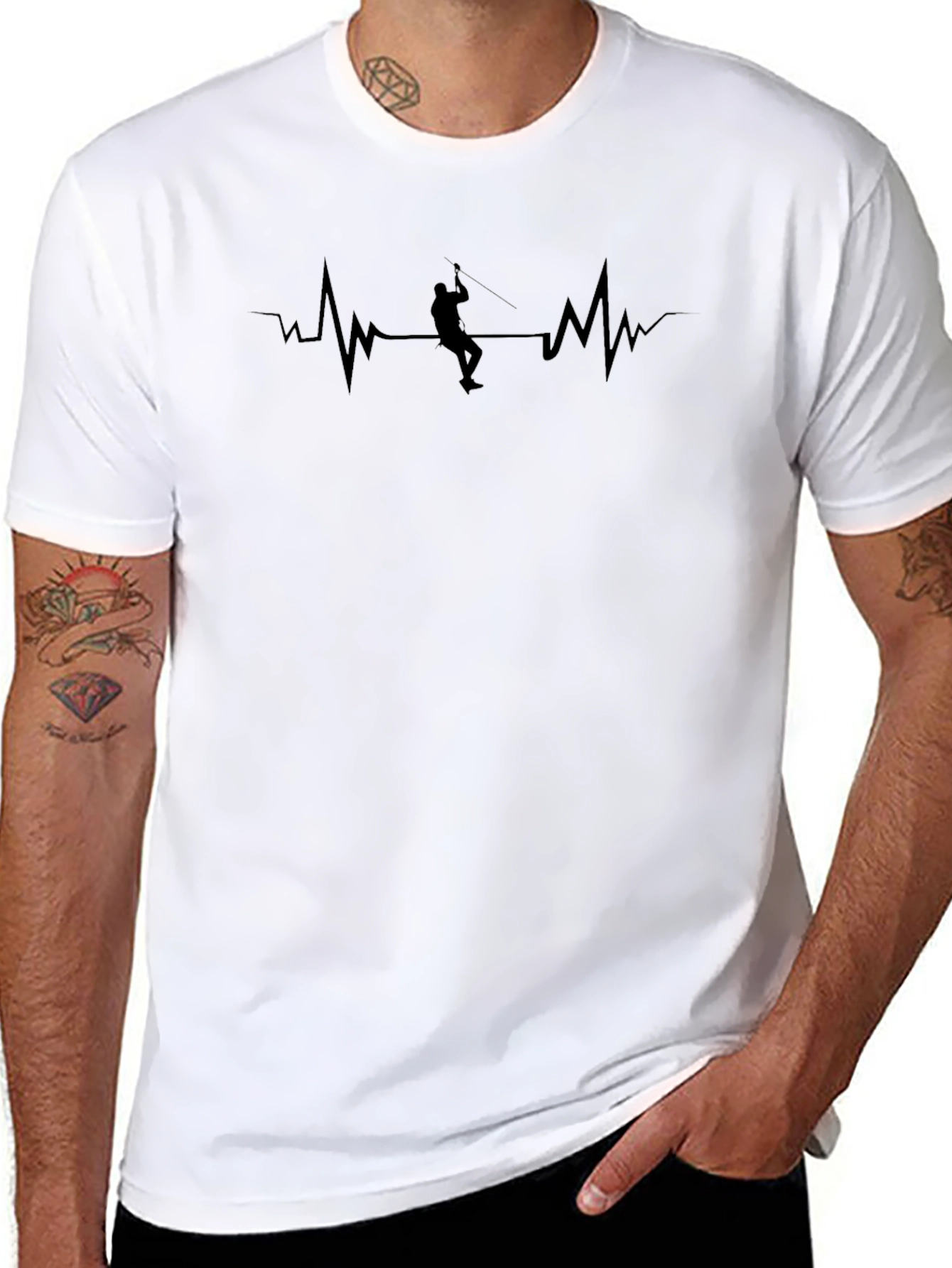Heartbeat Fishing T-Shirt - Black