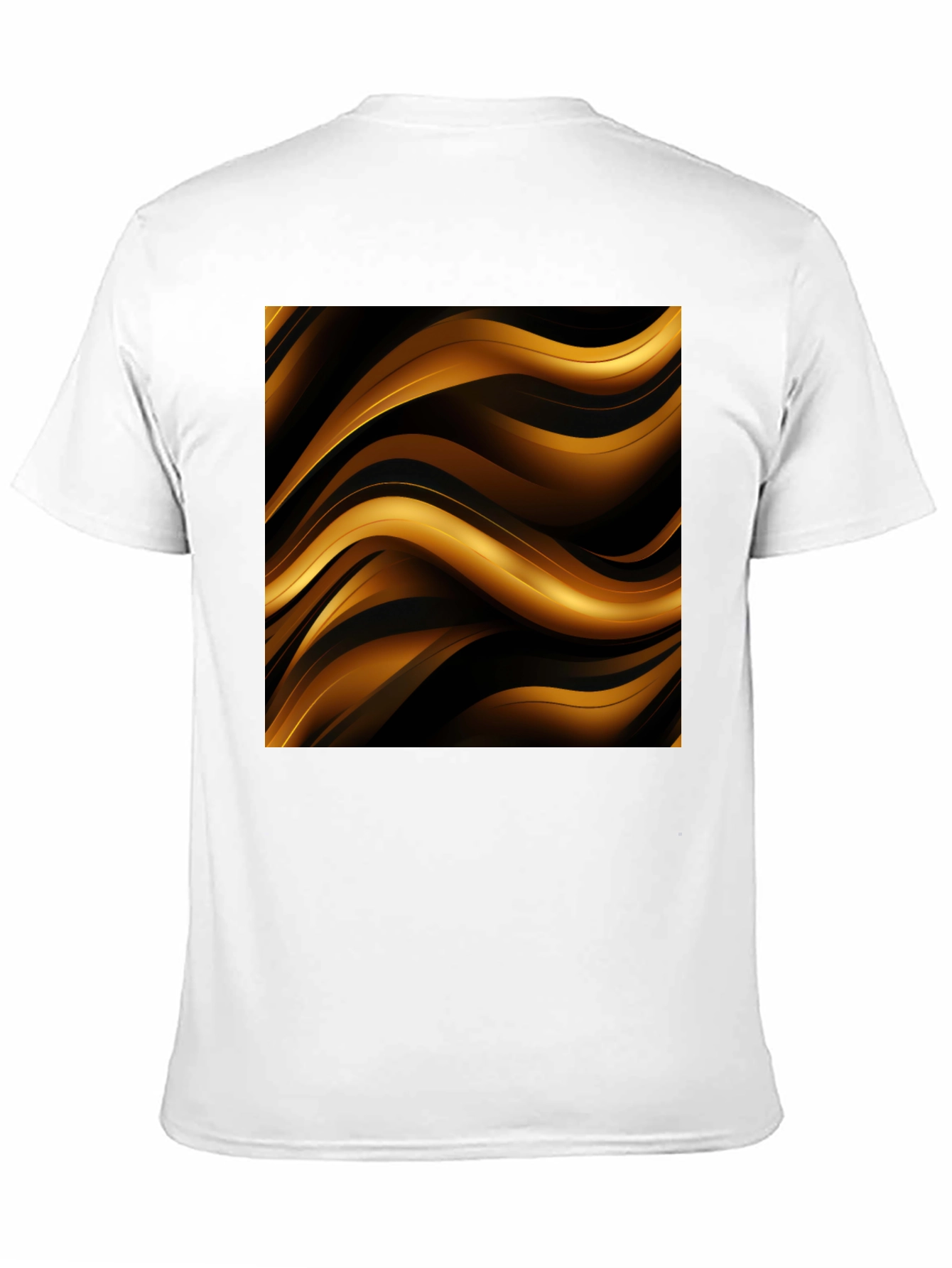 Stylish Black T-Shirt with Abstract Gold Wave Design