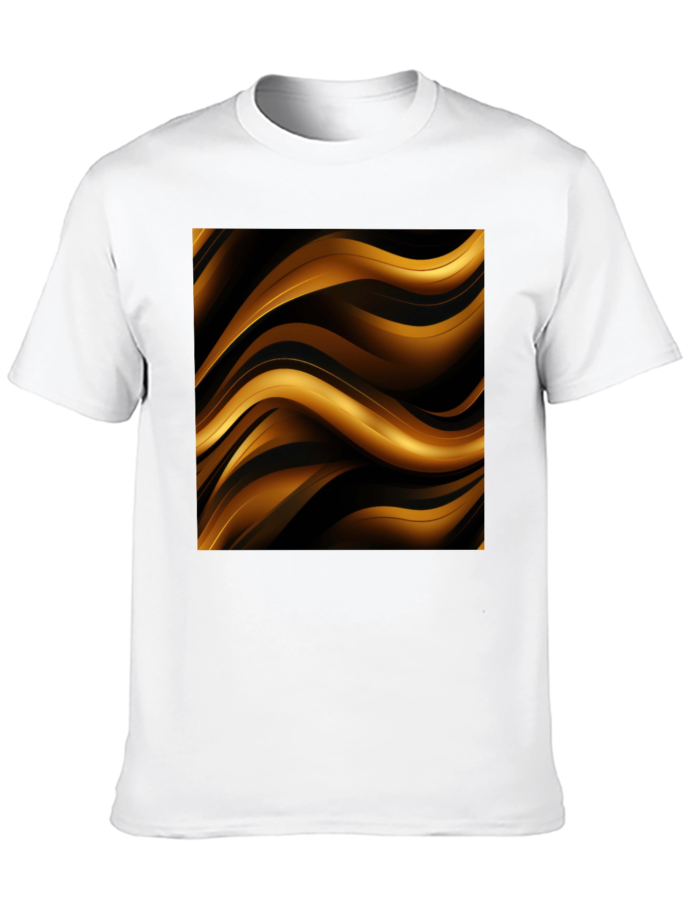 Stylish Black T-Shirt with Abstract Gold Wave Design