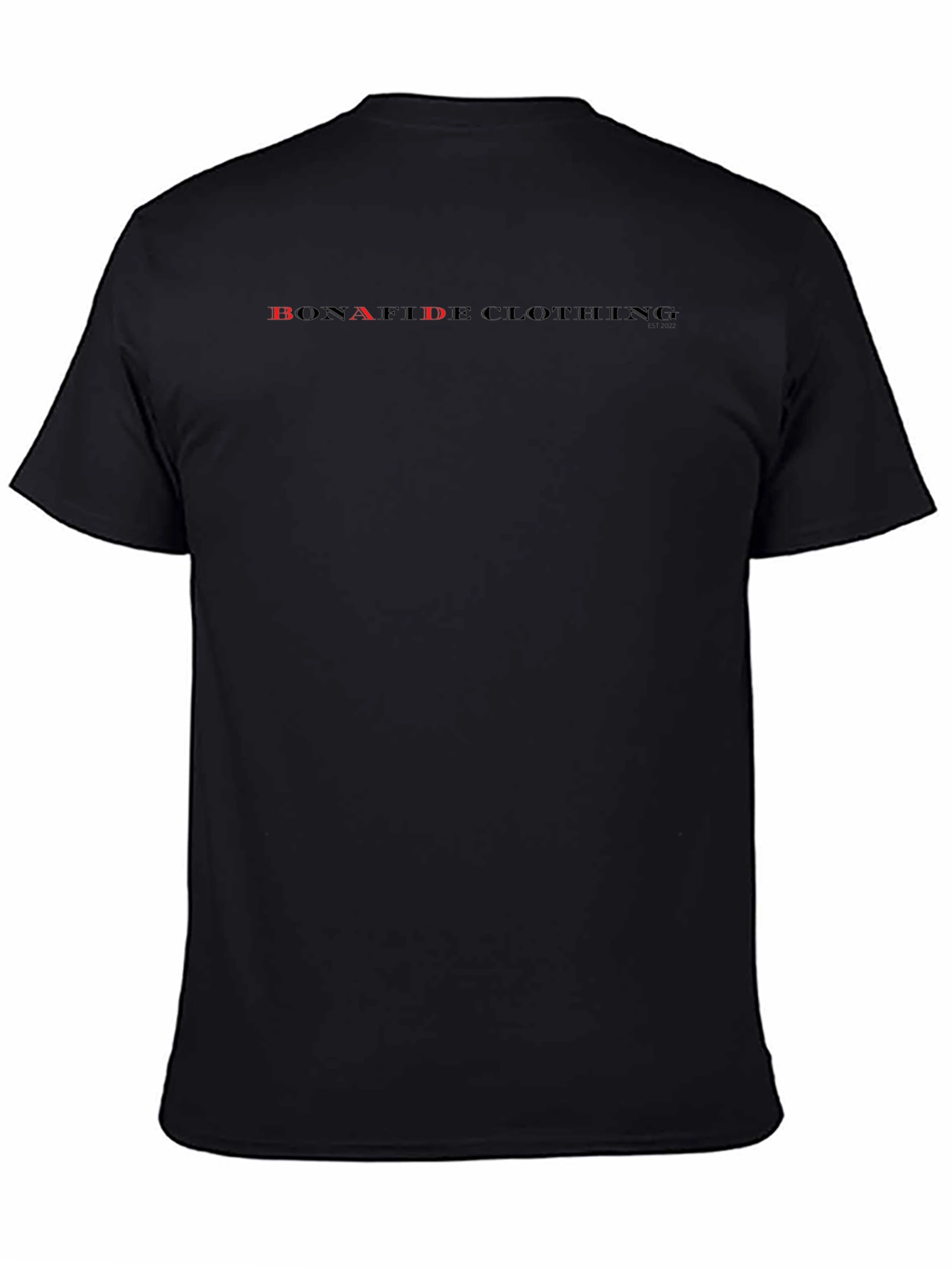Mens Black Crew Neck T-Shirt with Bonafide Clothing Text