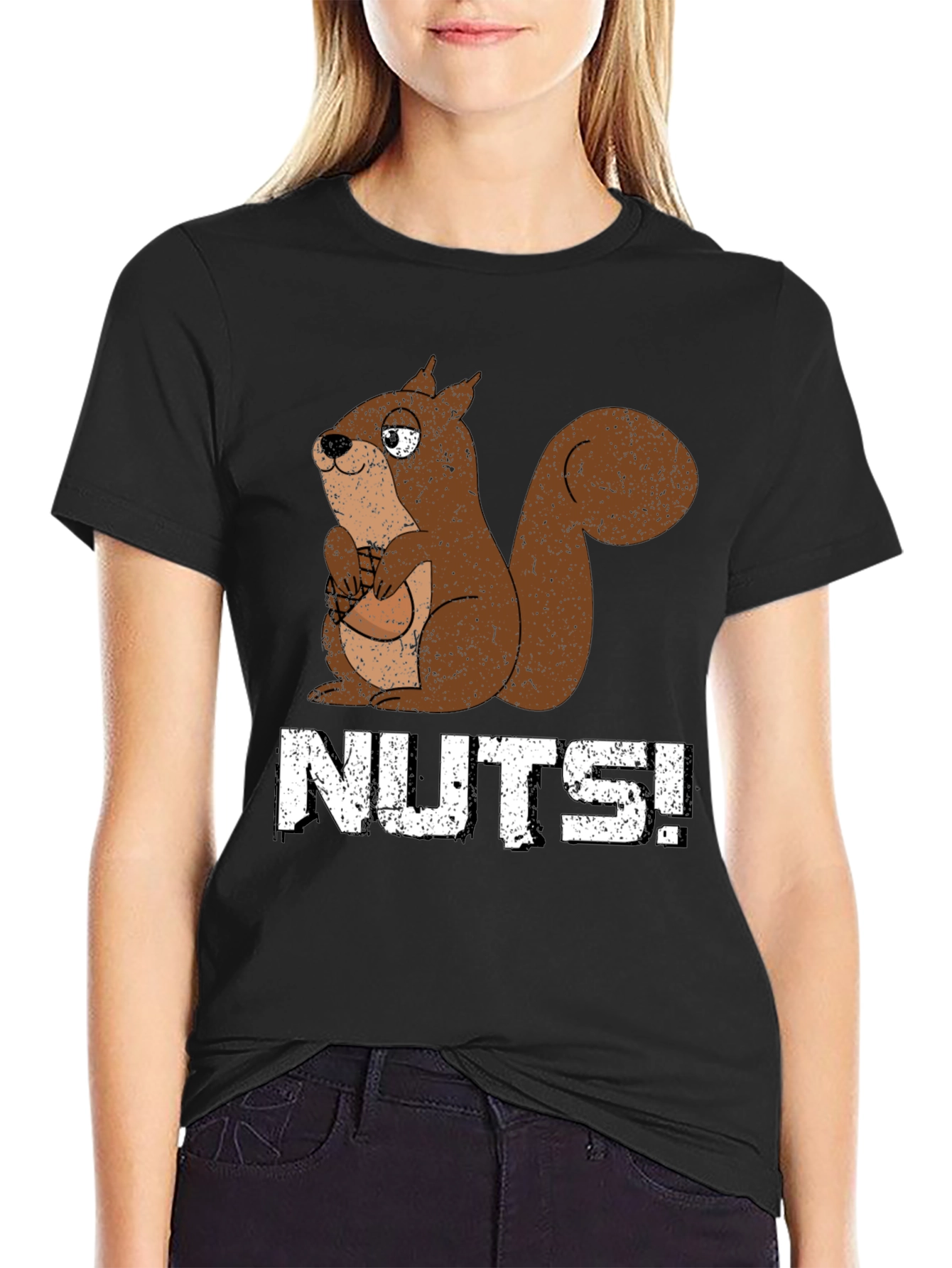 Nuts! Squirrel Graphic Tee - Black