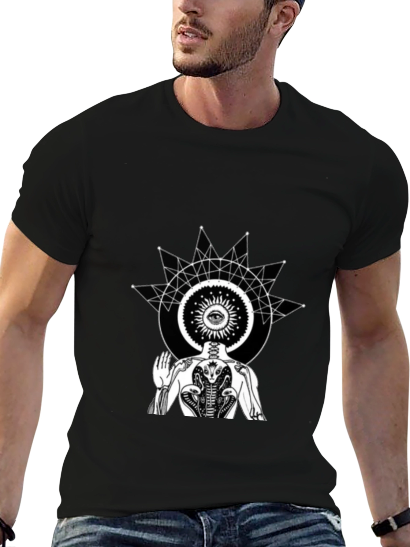 Mystic Vision Black T-Shirt - Spiritual Graphic Tee