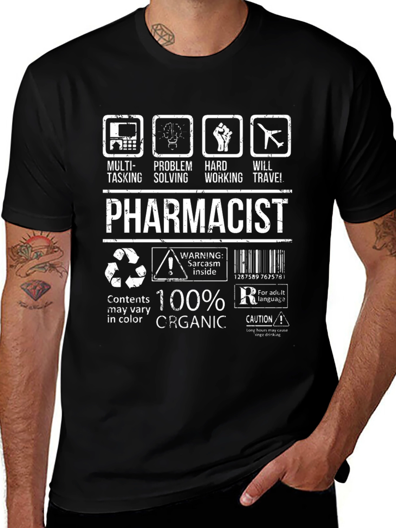 Pharmacist Multitasking Black T-Shirt
