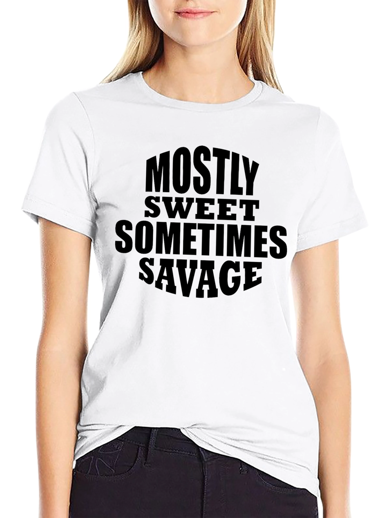 Mostly Sweet Sometimes Savage Black Graphic Tee