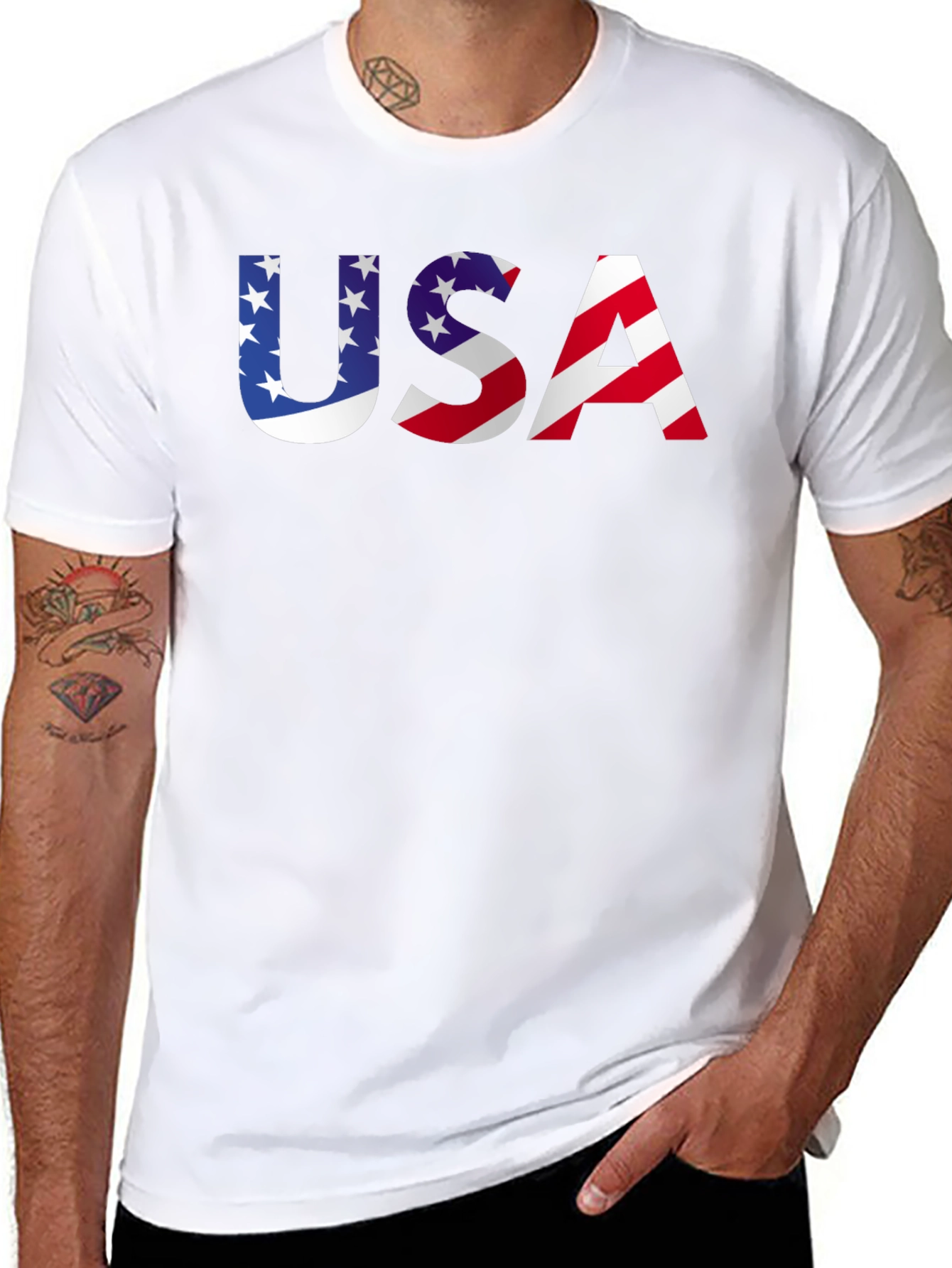 USA Flag Graphic Print T-Shirt Patriotic Tee
