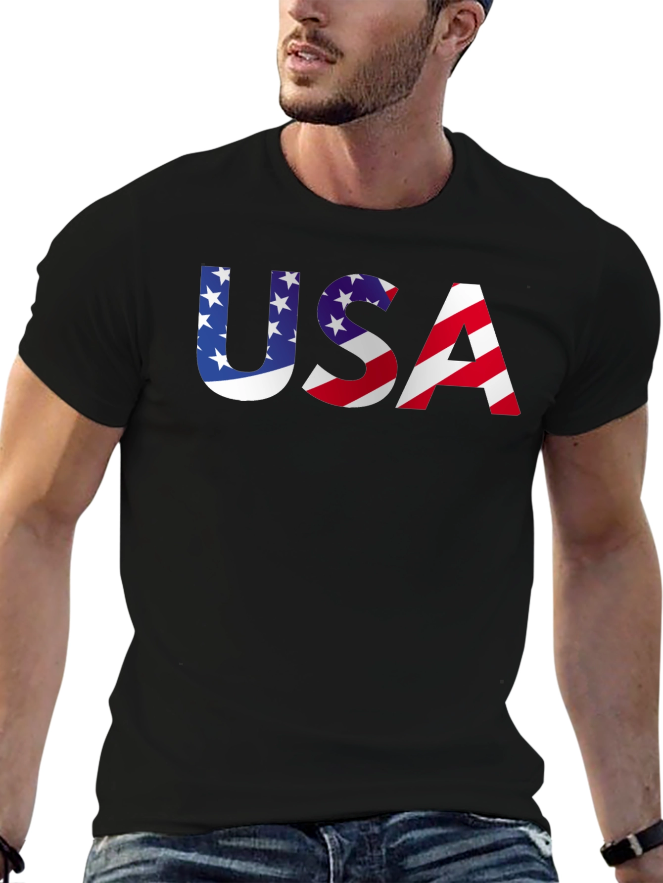 USA Flag Graphic Print T-Shirt Patriotic Tee